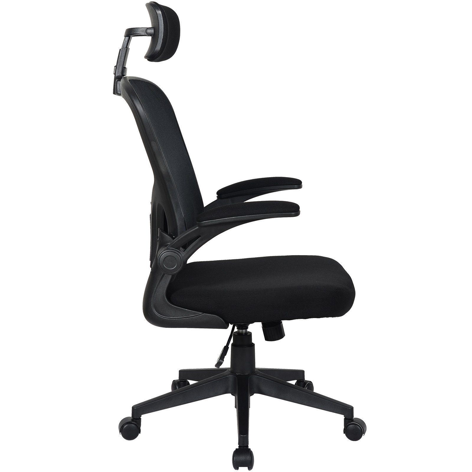 TRISENS Stück), Armlehnen Home in Office mit Harry mit Kopfstütze Bürostuhl Mesh-Optik Chair hochgeklappten Chefsessel (1 Schwarz