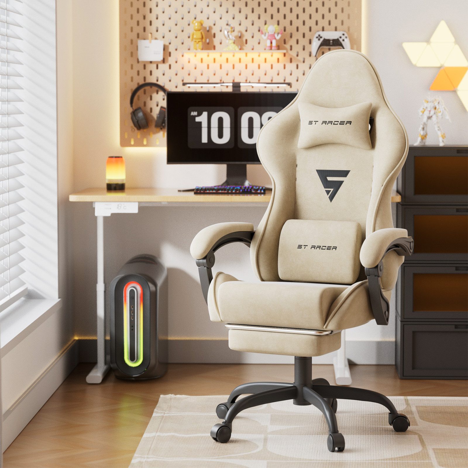 Ferghana Gaming-Stuhl Gaming-Stuhl: Kopfstütze, Lendenkissen, Armlehnen, Fu günstig online kaufen