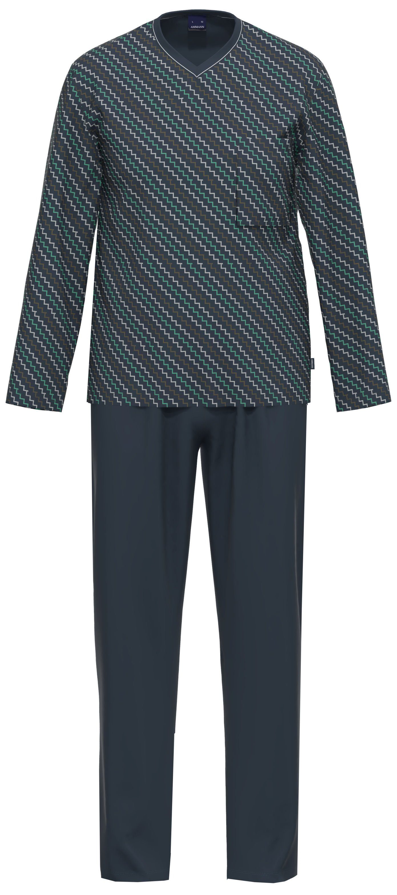 Ammann Schlafanzug Herren Schlafanzug mit langem Arm (2 tlg) Baumwolle
