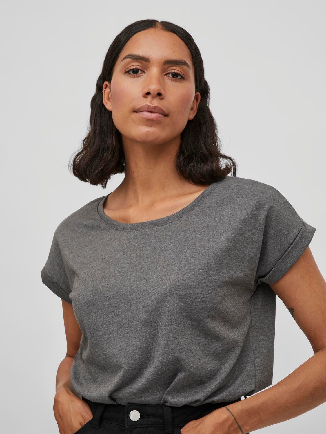Vila Rundhalsshirt VIDREAMERS NEW PURE T-SHIRT/SU-NOOS Baumwollmischung, regular fit