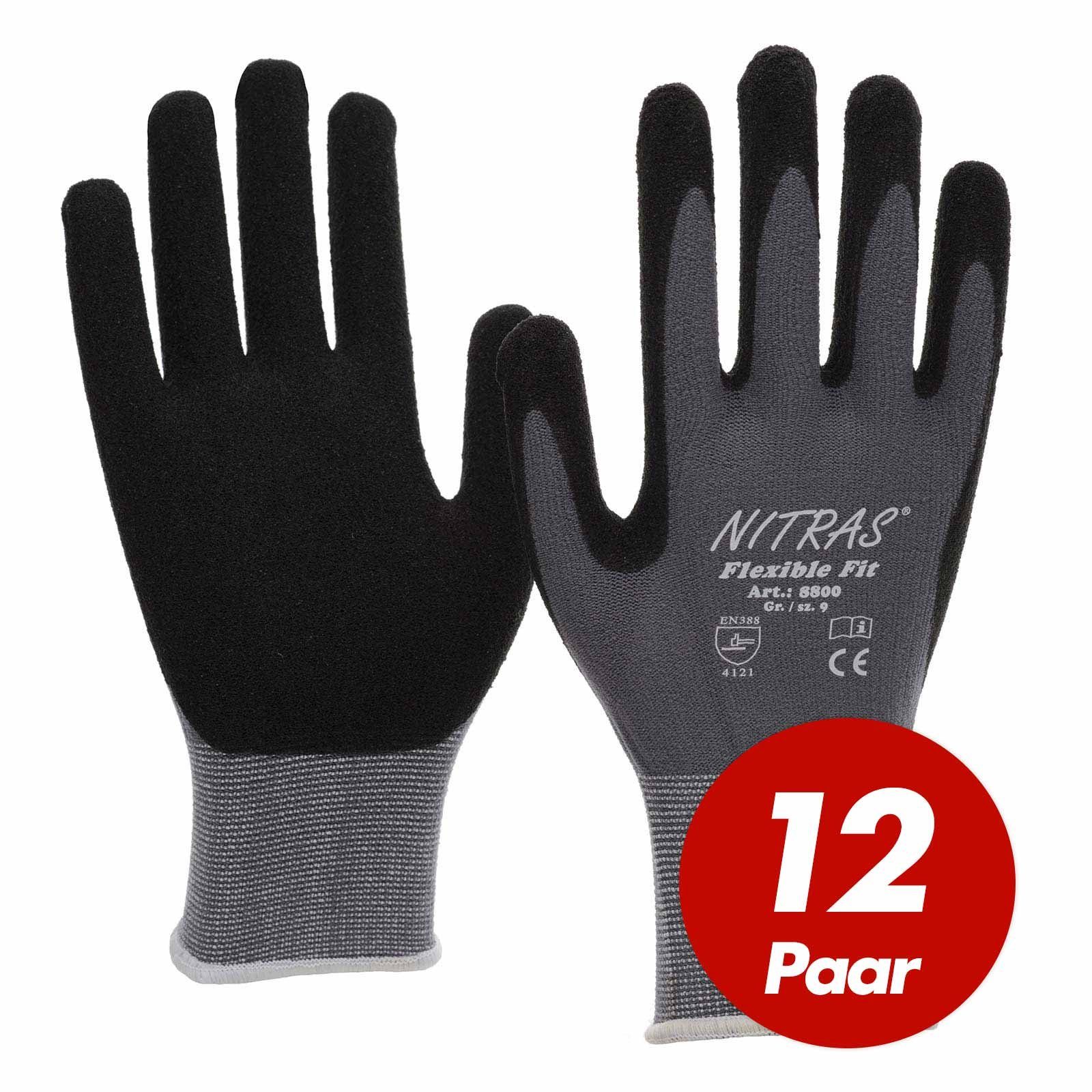 Nitras Nitril-Handschuhe 8800 Flexible Fit Allroundhandschuhe, Handschuhe - VPE 12 Paar (Spar-Set)