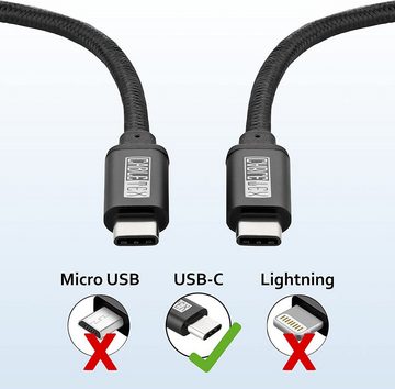 CABLETEX USB C Kabel für Computer, Tablets und Smartphones, MacBook Pro USB-Kabel, USB-C, USB-C (200 cm), Robuster Nylonmantel, 5 Gbit/s, USB 3.2 Gen1