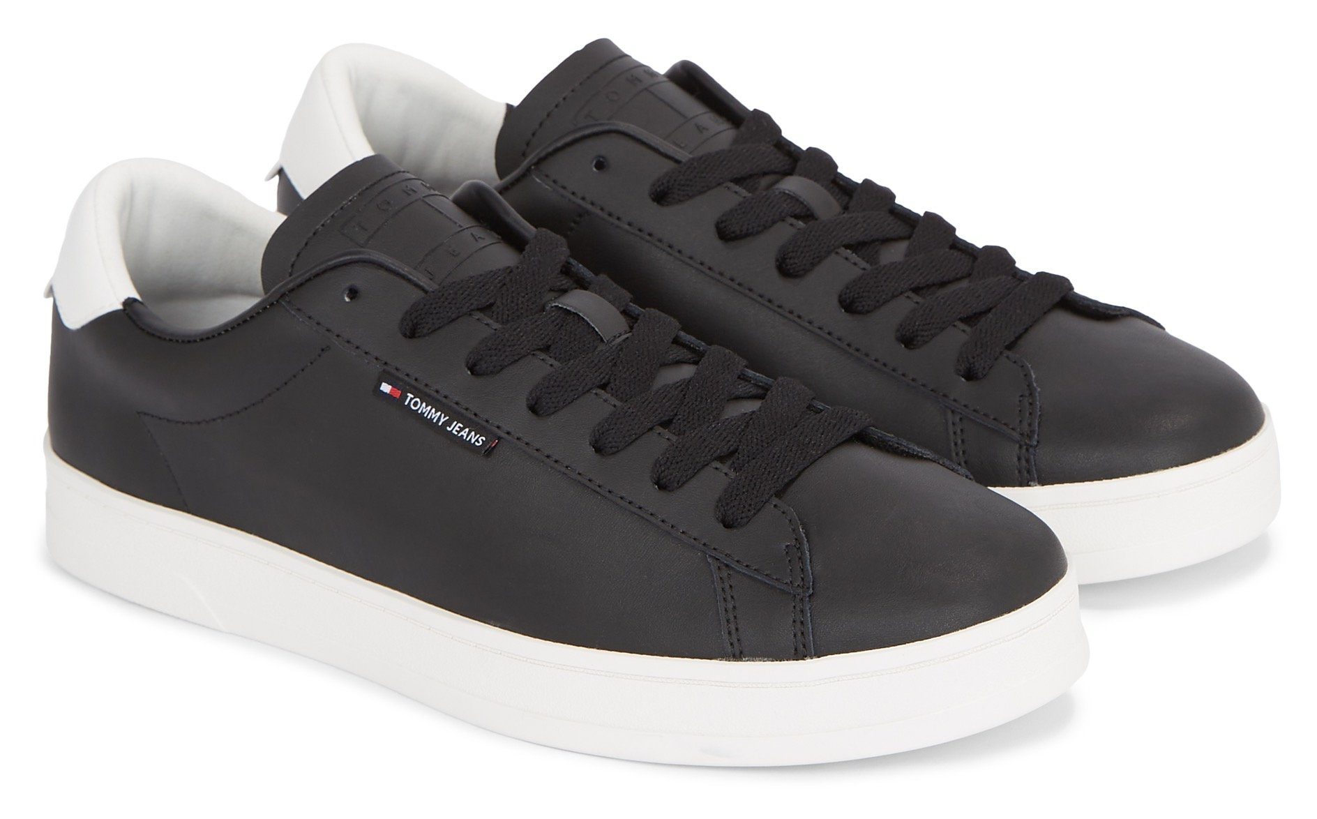 Tommy Jeans TJM LEATHER LOW CUPSOLE Sneaker mit Label, Freizeitschuh, Halbschuh, Schnürschuh