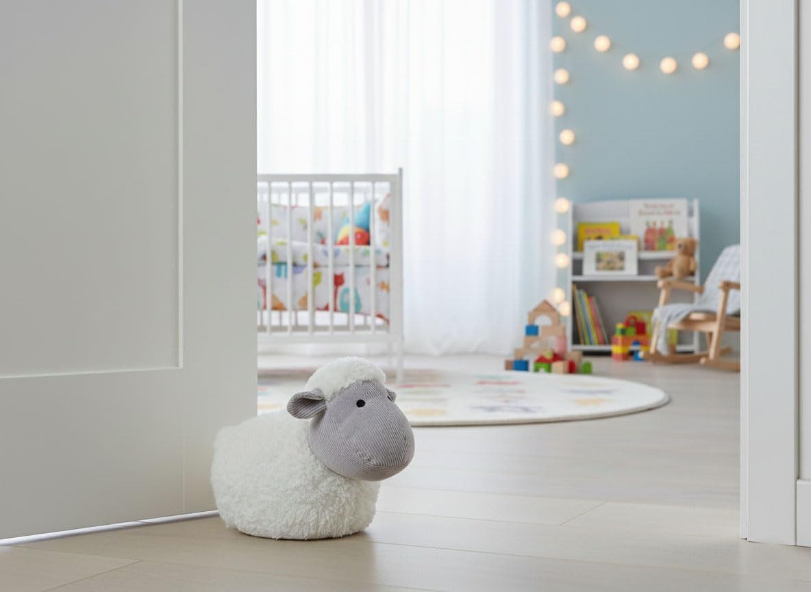 LB H&F Lilienburg Bodentürstopper Niedlicher Türstopper Schaf Lamm Türpuffer Türsack Türhalter (Bodenstopper Zugluftstopper Fensterhalter Bodentürstopper Türfeststeller Windstopper Türluftstopper Zugschlagbremse Deko Tier), Türbremse Türaufhalter Fensterstopper Kinderzimmer