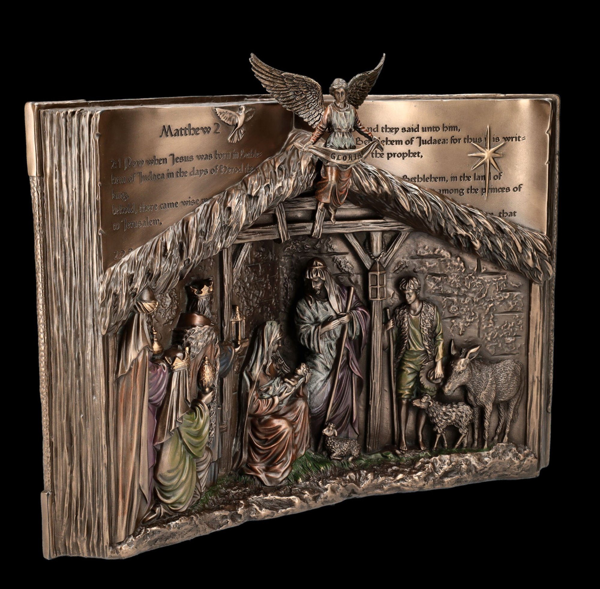Veronese GmbH Figuren Shop Dekofigur Weihnachten christliche Deko Heilige Krippe - Bibel als Figur