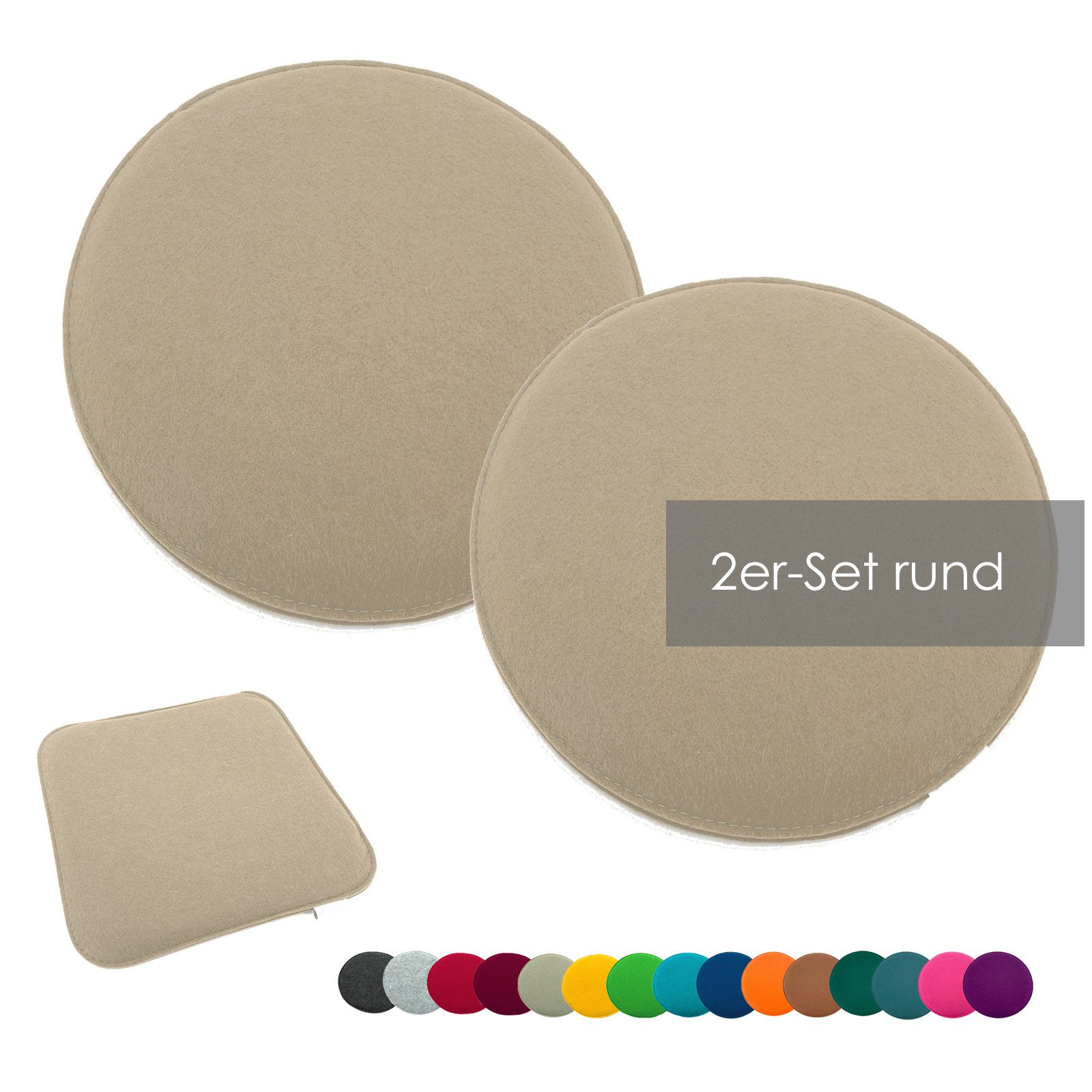 heimtexland Подушки Filz Sitzauflage Stuhlkissen Bankkissen abwaschbar, Filzkissen eckig & rund I Indoor Outdoor I bequem & robust