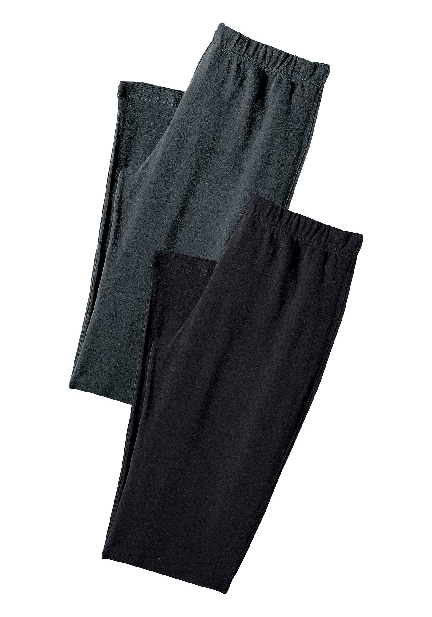 Gummibund, active schwarz vivance Loungewear anthrazit-meliert, Leggings (2er-Pack) mit