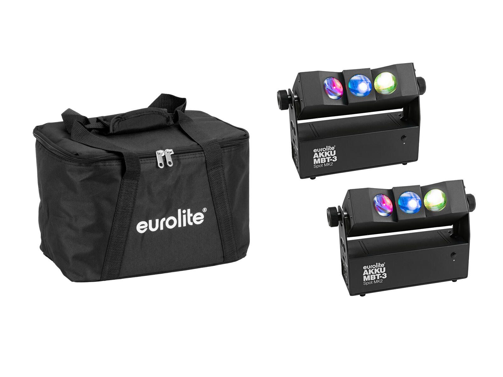 Discolicht EUROLITE Set 2x AKKU MBT-3 Spot MK2 + Soft-Bag