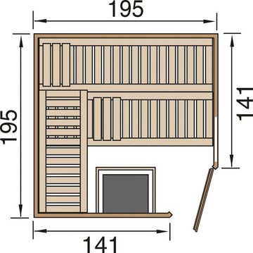 weka Sauna Cubilis E 2, BxTxH: 195 x 195 x 205 cm, 45 mm, inkl. Ofen und digitaler Steuerung, GTF,OS 7,5 Strg. EOS