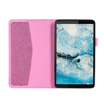 König Design Tablet-Hülle Lenovo Tab M7, Tablet-Hülle für Lenovo Tab M7 - Schutztasche Wallet Cover 360 Case Etuis - Rosa