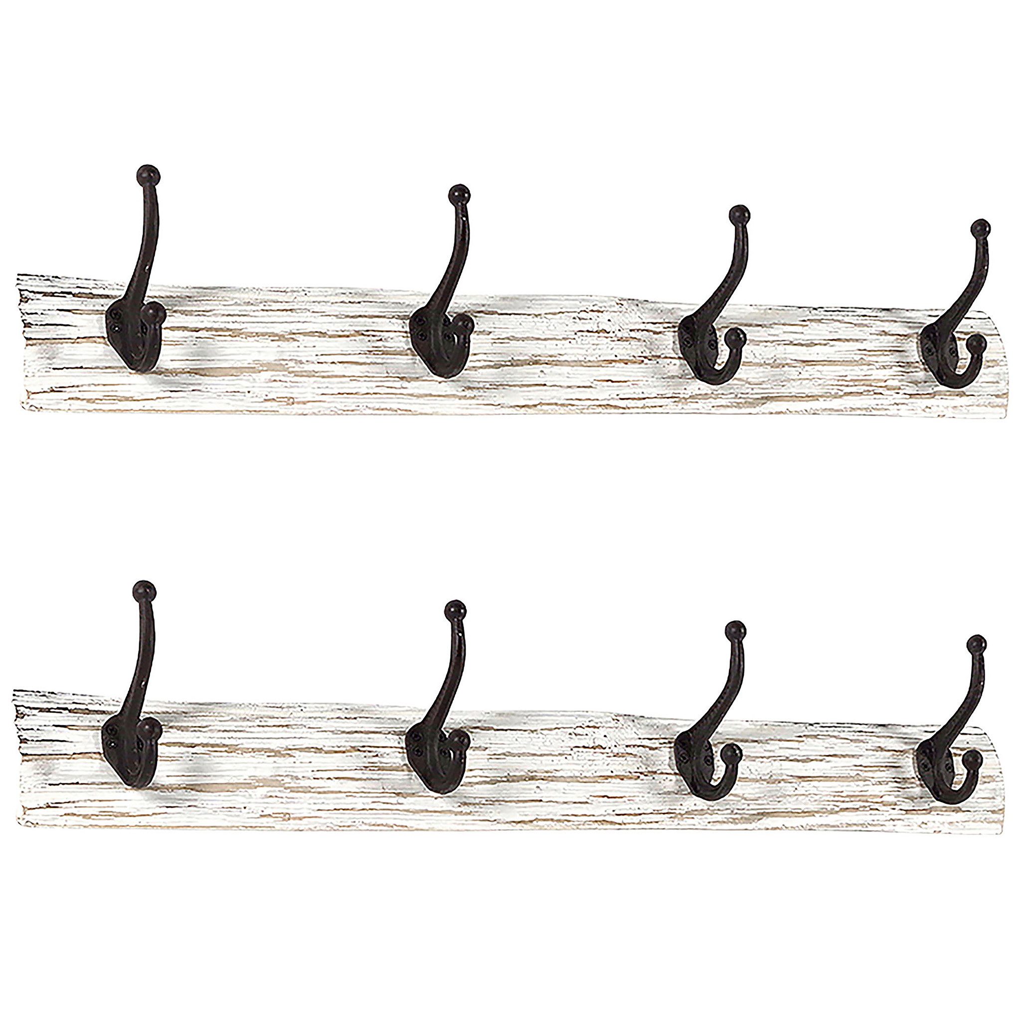 Kobolo Wandgarderobe Garderobe 2er Set VINTAGE Holz und Metall 4 Haken (2 S günstig online kaufen