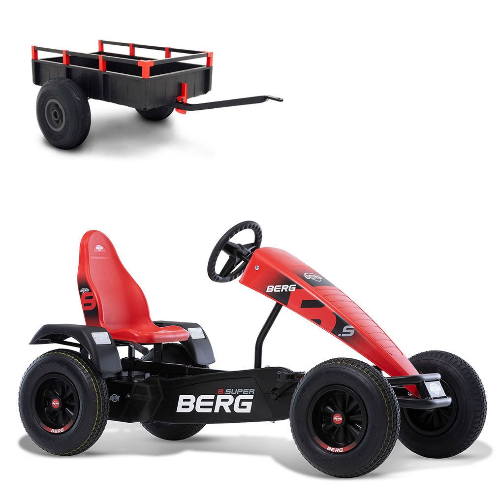Berg Go-Kart BERG Gokart XL B.Super Red rot BFR-3 mit Gangschaltung mit Anhänger, mit Gangschaltung
