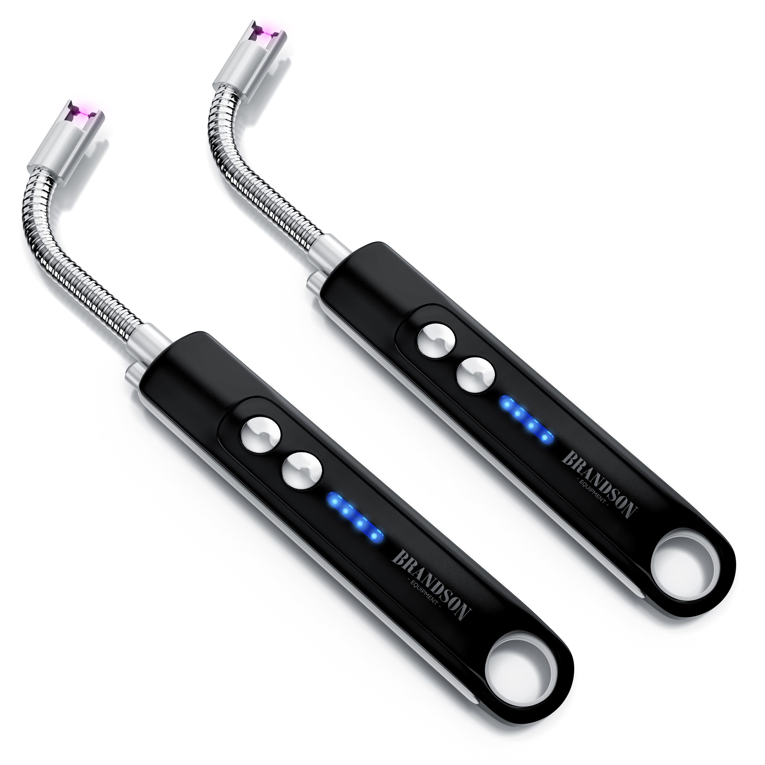 Brandson Feuerzeug (2-St), Lichtbogen Stabfeuerzeug elektrisch, Kerzenanzünder, USB aufladbar