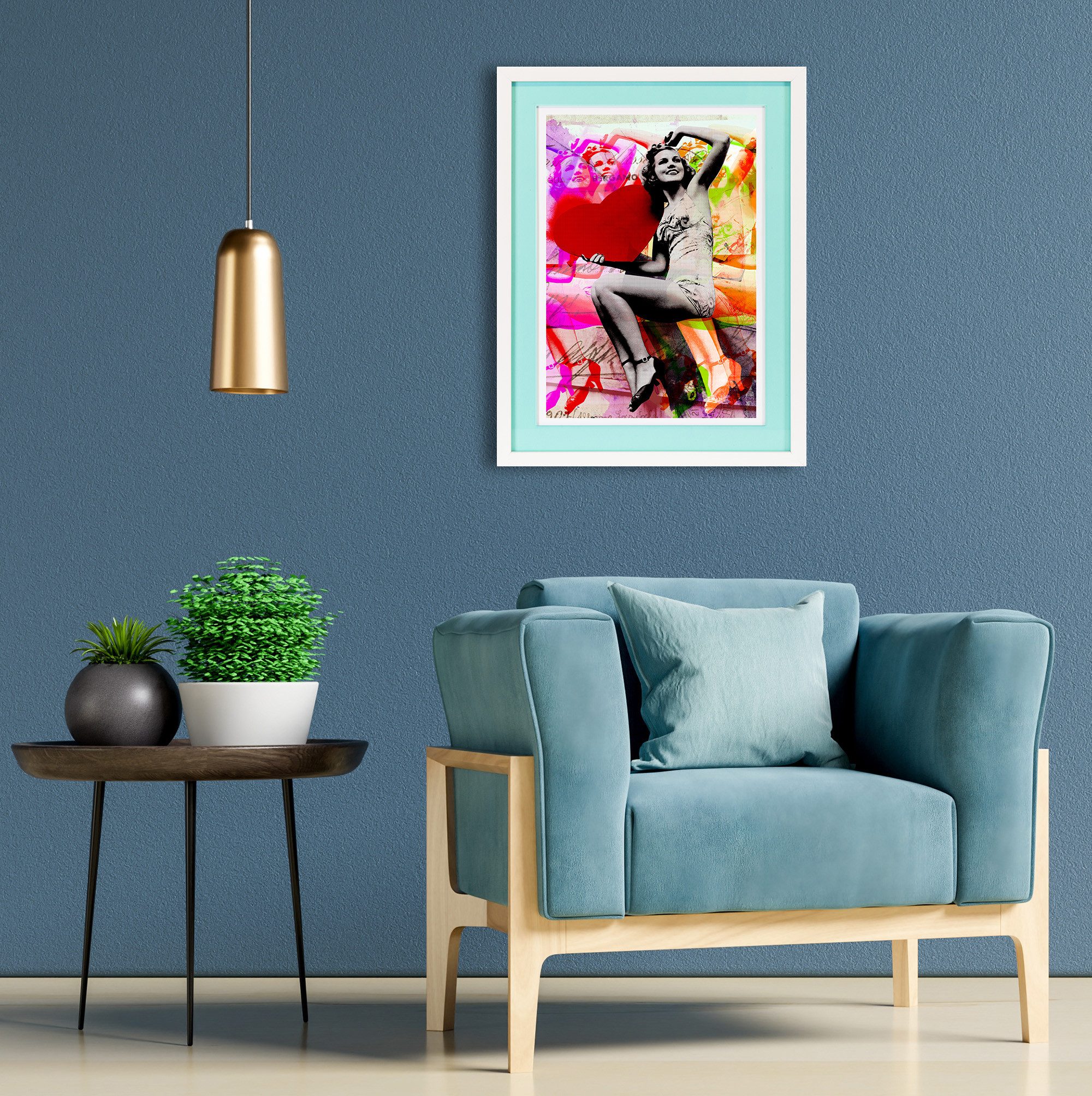 queence Bild mit Rahmen Frau, Herz, Liebe, Bilder von Frauen, Film, Filmfiguren, Frau (1 St), Poster mit buntem Acrylglas Passepartout