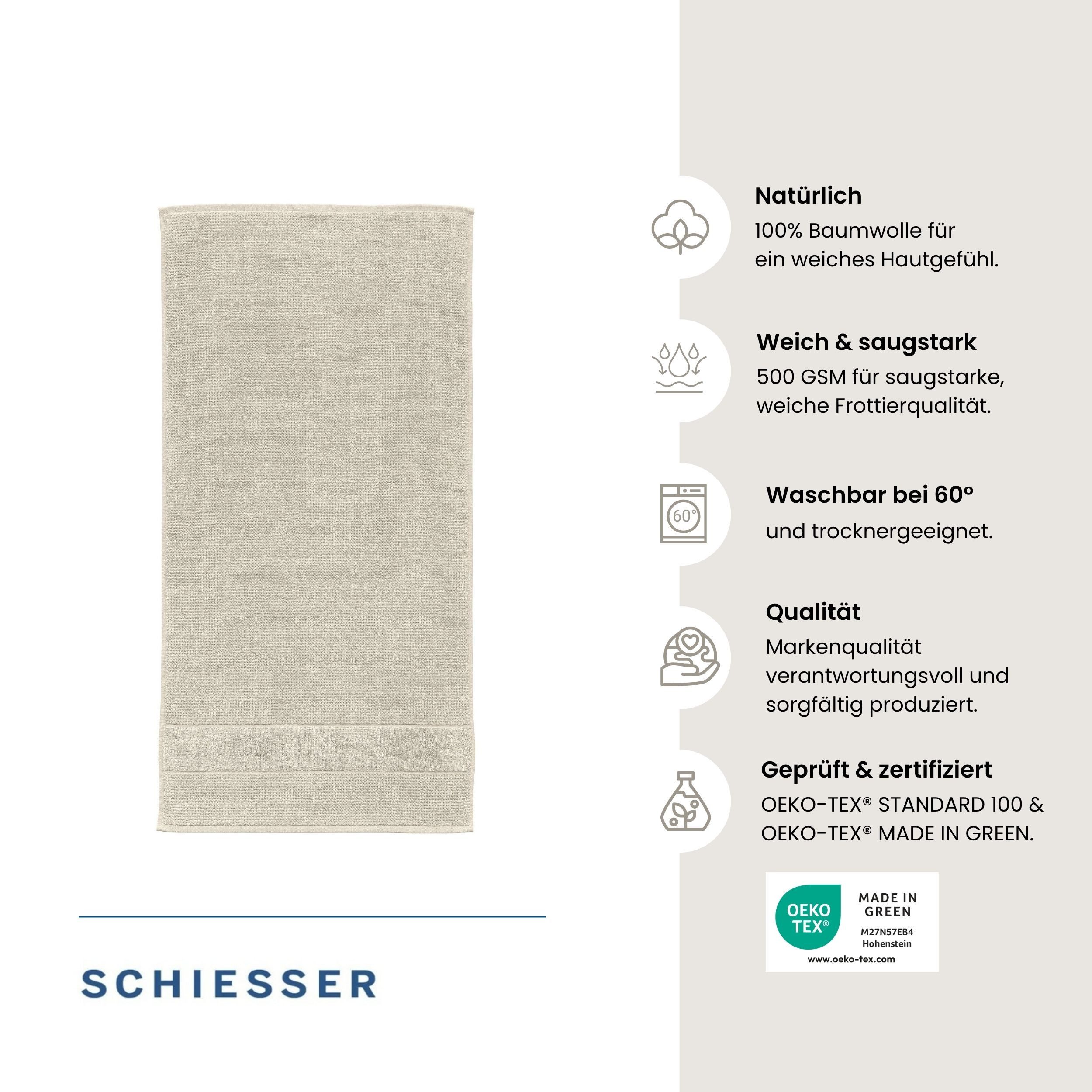 Schiesser Handtücher Turin aus 100% Baumwolle in dezenter Reiskornoptik, Frottier (Set, 4-St), OEKO-TEX® MADE IN GREEN – Bild 2 von 5