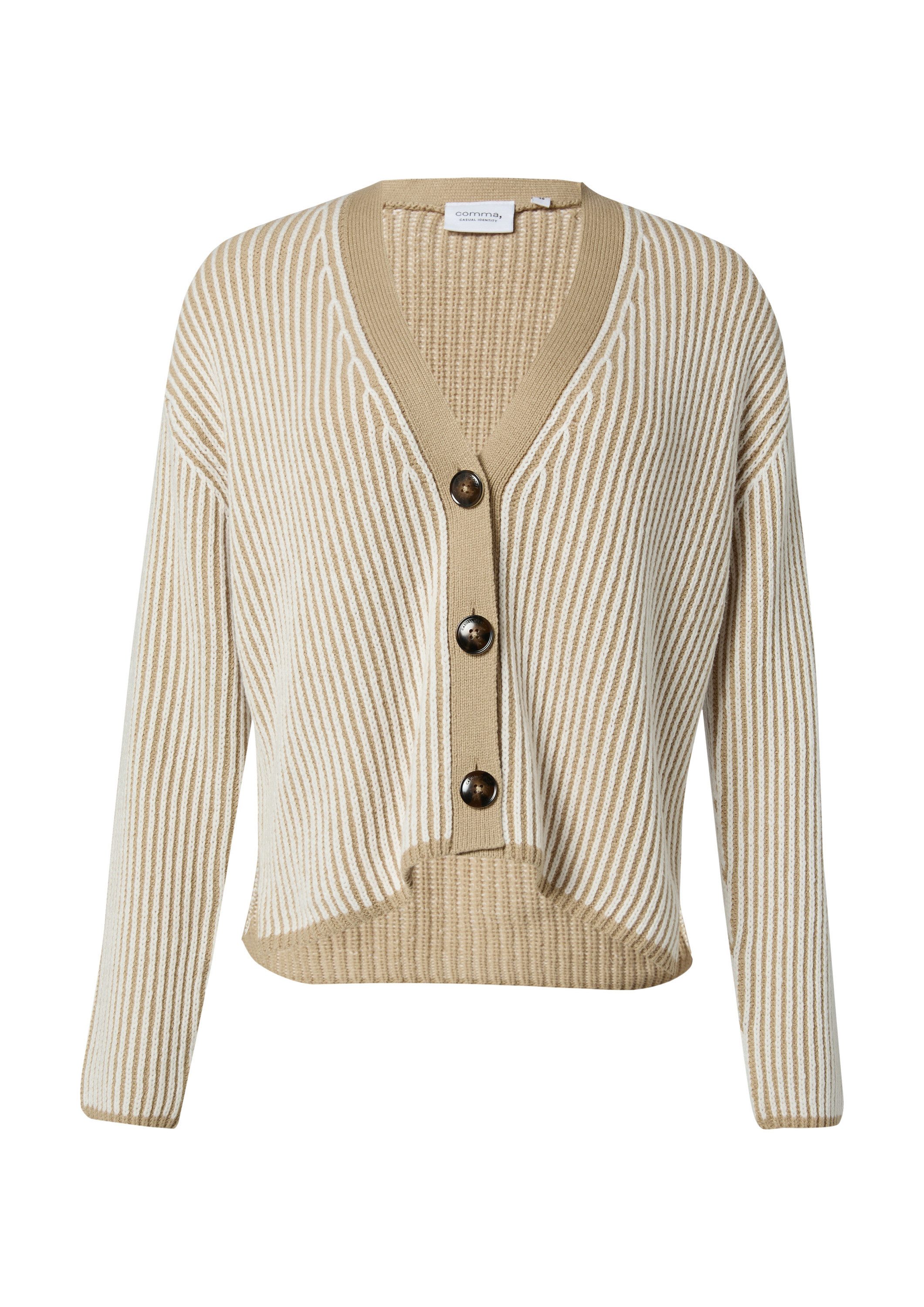 comma Cardigan Strickjacke Verkürzte Strickjacke in Bi-Color-Optik günstig online kaufen