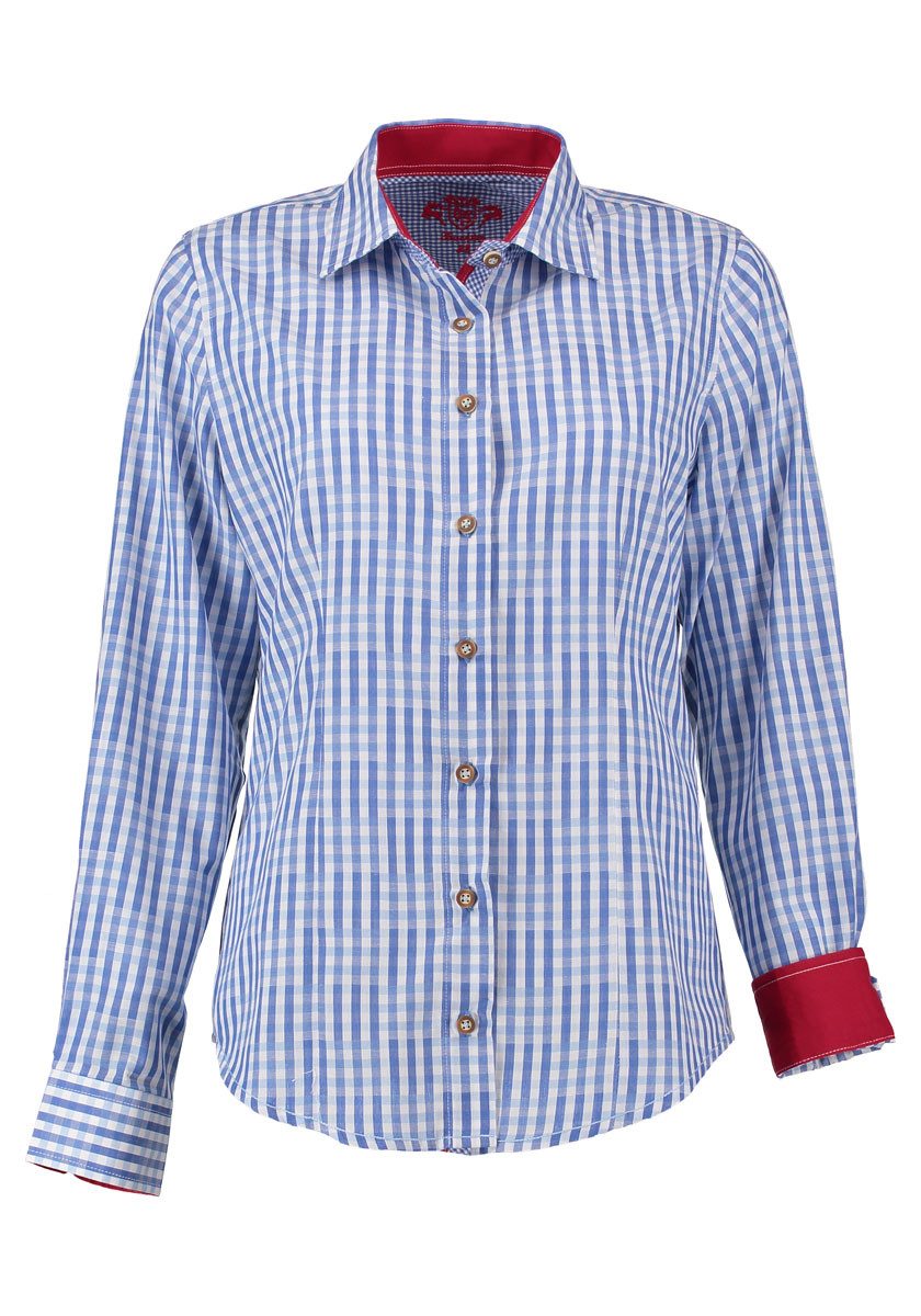 OS Trachten Trachtenbluse Prigmi Langarmbluse mit Kontraststoff im Kragen u günstig online kaufen