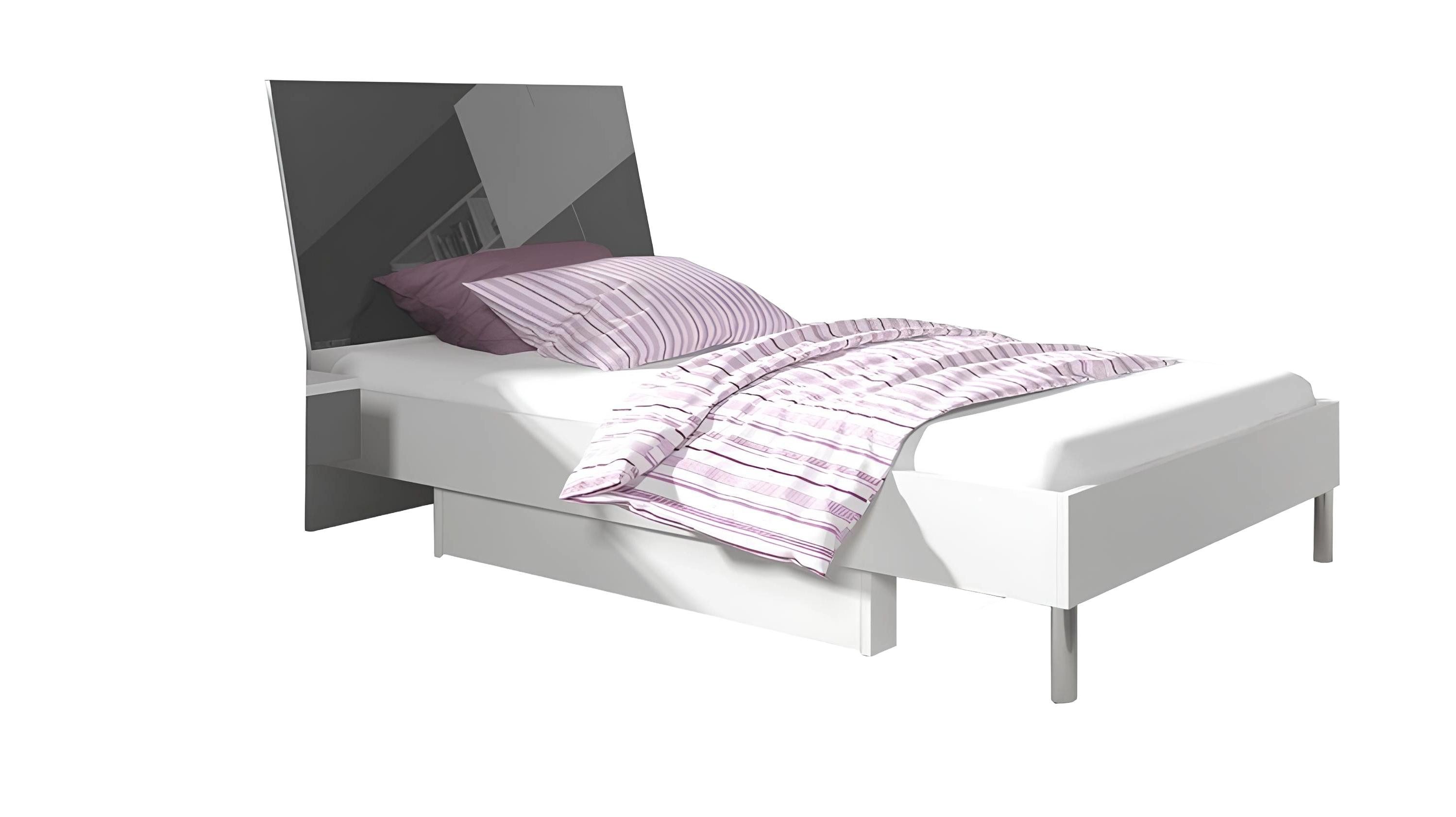 Xlmoebel Einzelbett Einzelbett für Kinder- oder Jugendzimmer in Grau aus Holz (1-tlg., Bett), Hergestellt in Europa