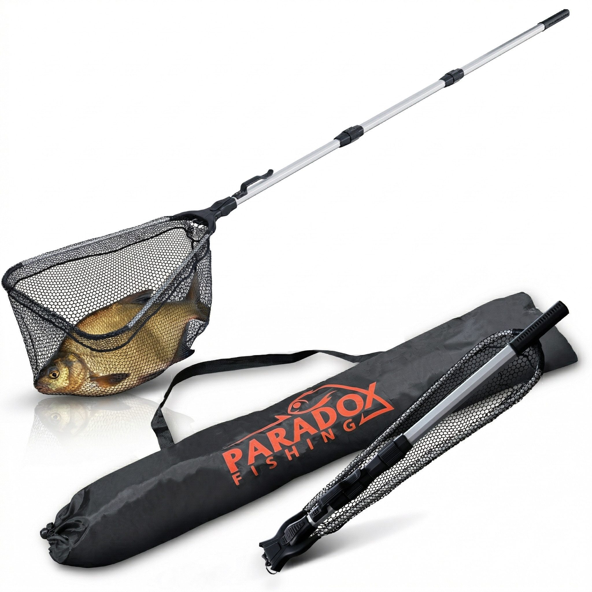 Paradox Fishing Angelkescher gummiert 1,6m/2,1m mit Tasche, klappbar