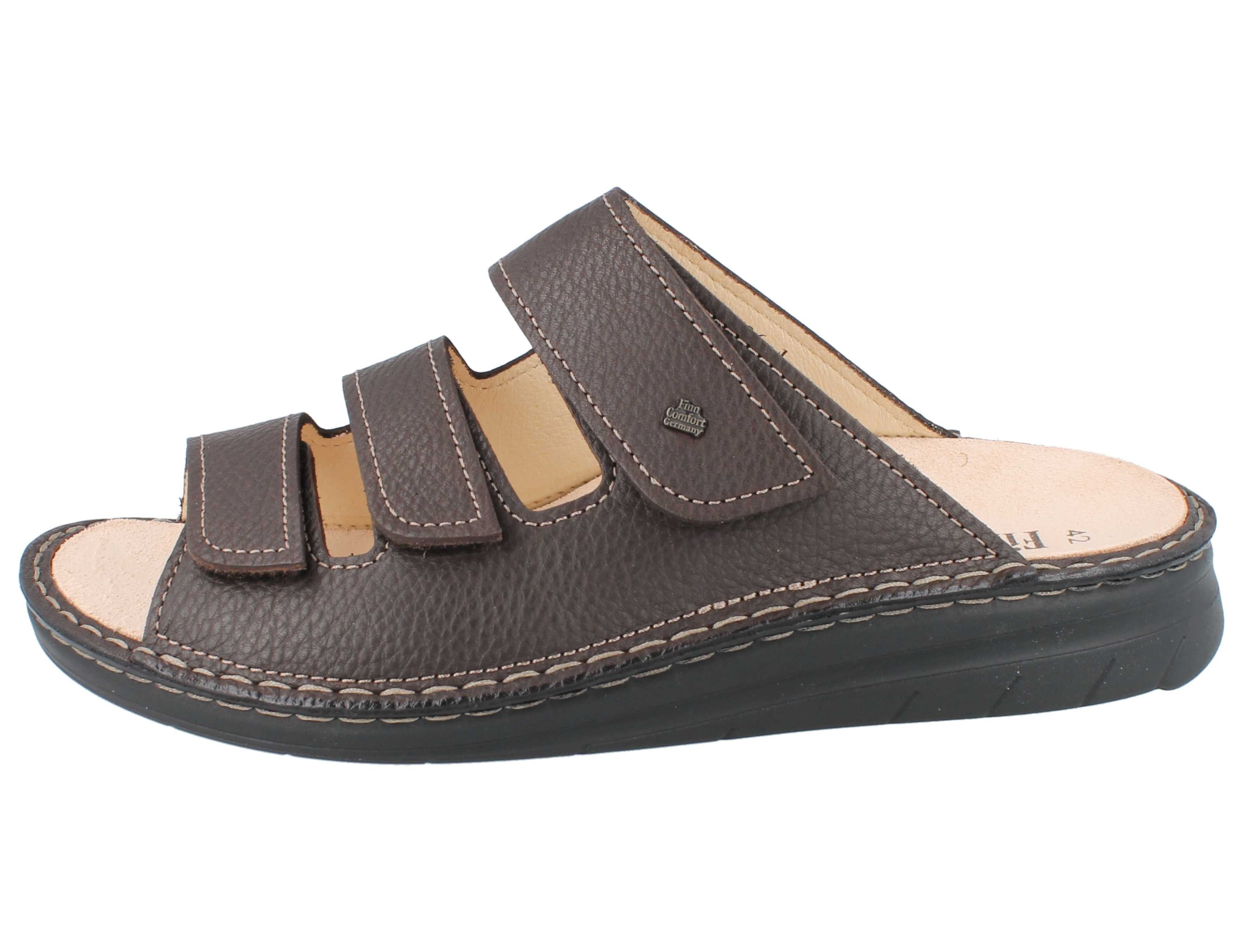 Finn Comfort FINN COMFORT Mataro Herren Pantolette coffee Glattleder genarbt - Hausschuh Wechselfußbett