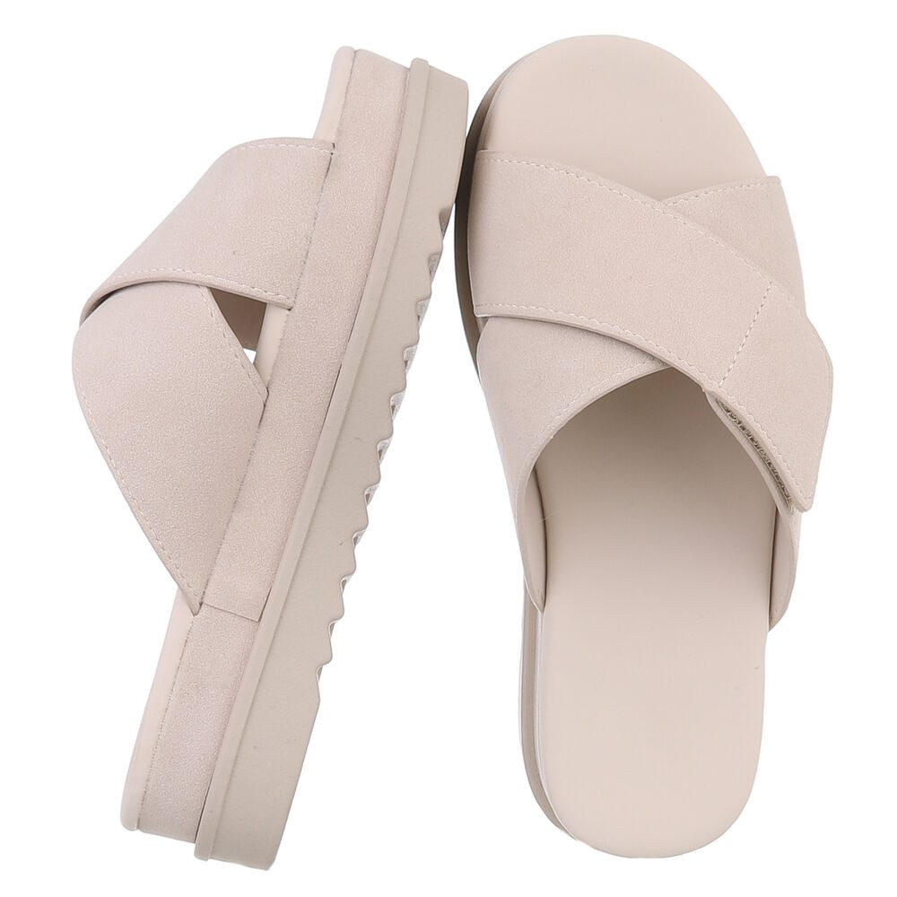 Ital-Design Bequeme Damen-Sandalen mit Klettverschluss in Beige Plateausand günstig online kaufen
