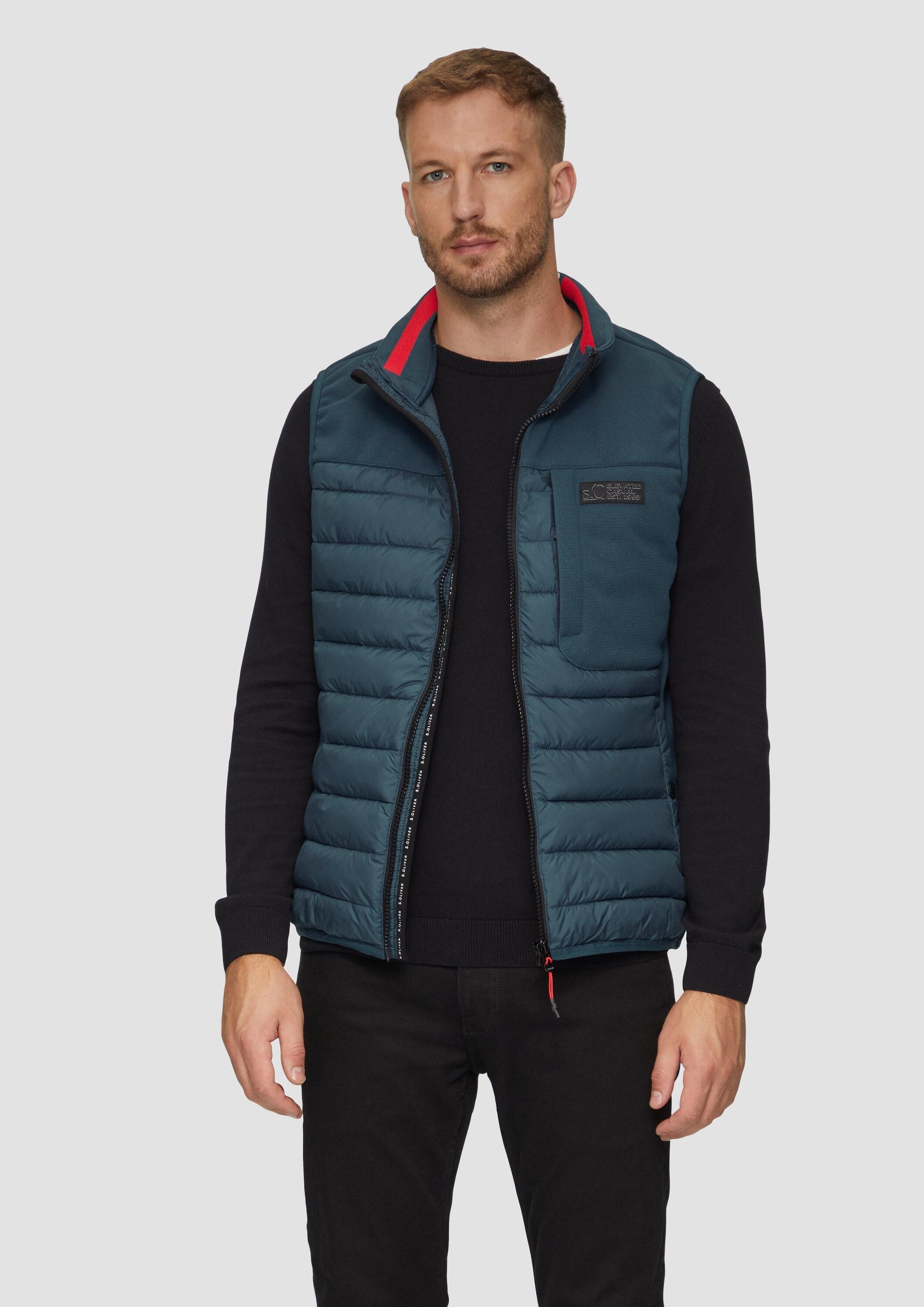 s.Oliver Outdoorjacke Outdoor-Weste Pufferweste im Fabricmix mit Kontrast-Details