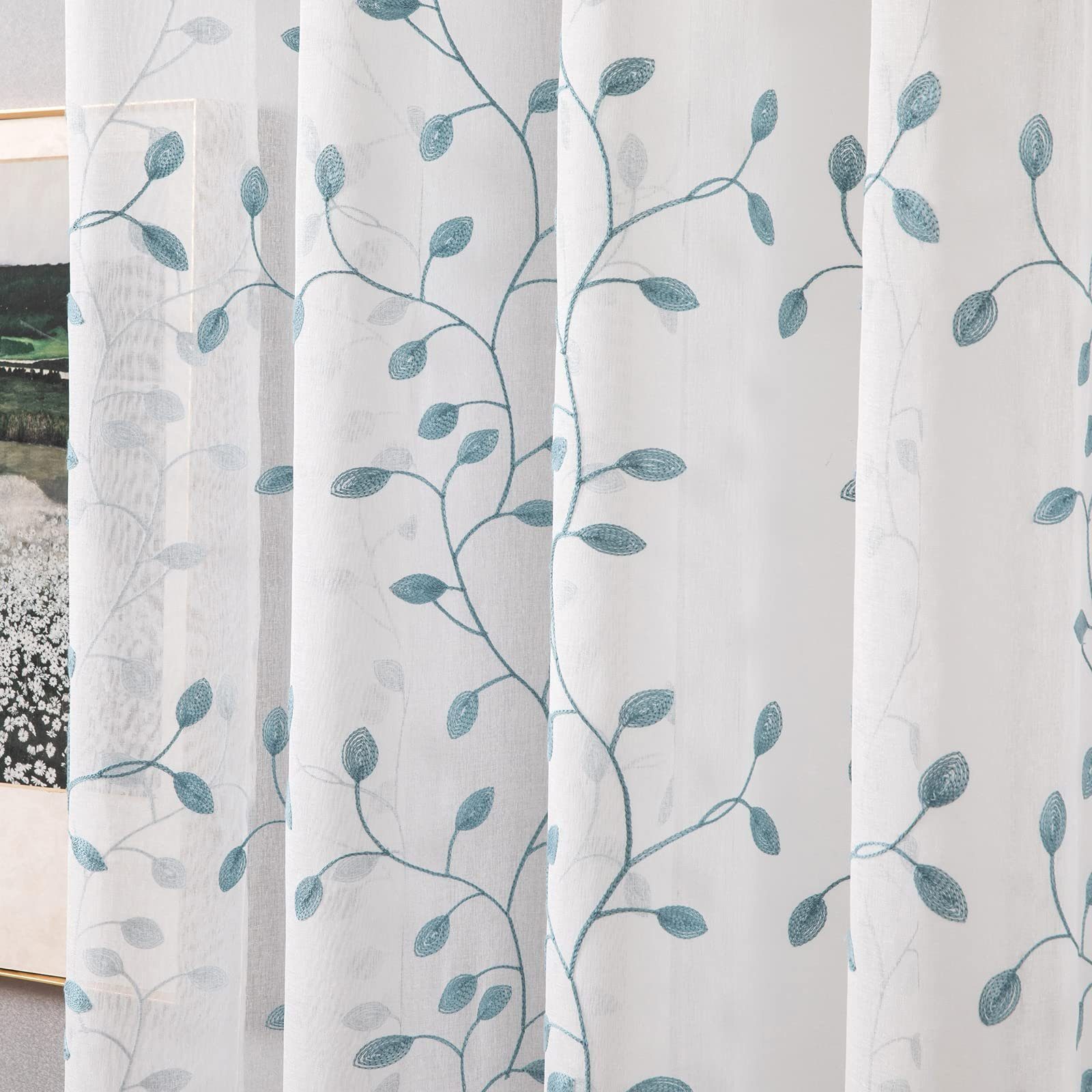 BYSURE Vorhang (2 St), Ösen, transparent, Voile, Boho Blumen Gardinen günstig online kaufen