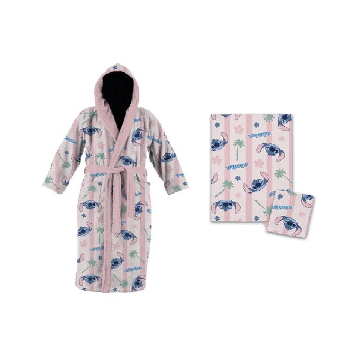 Lilo & Stitch Kinderbademantel Bade Set für Kinder Bademantel Handtuch und Waschhandschuh