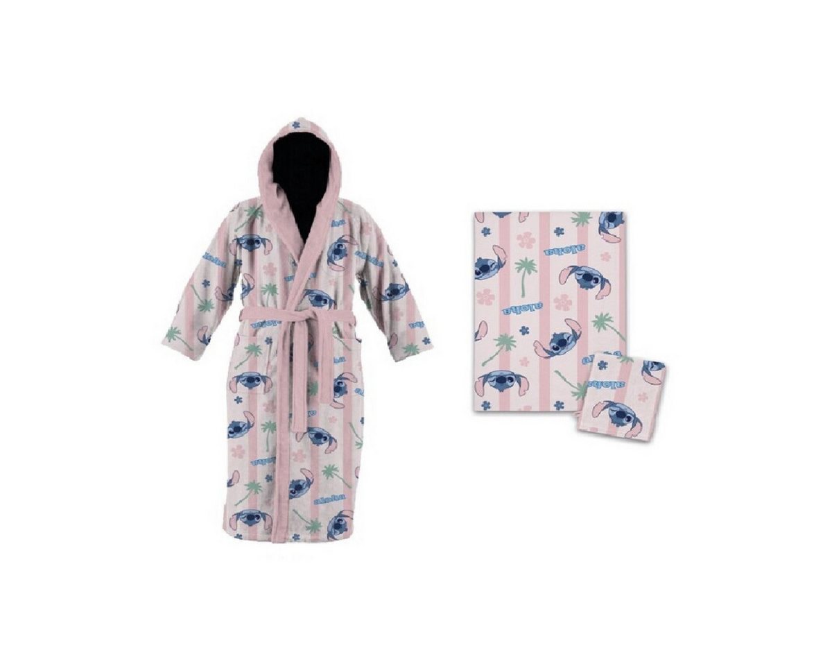 Lilo & Stitch Kinderbademantel Bade Set für Kinder Bademantel Handtuch und Waschhandschuh