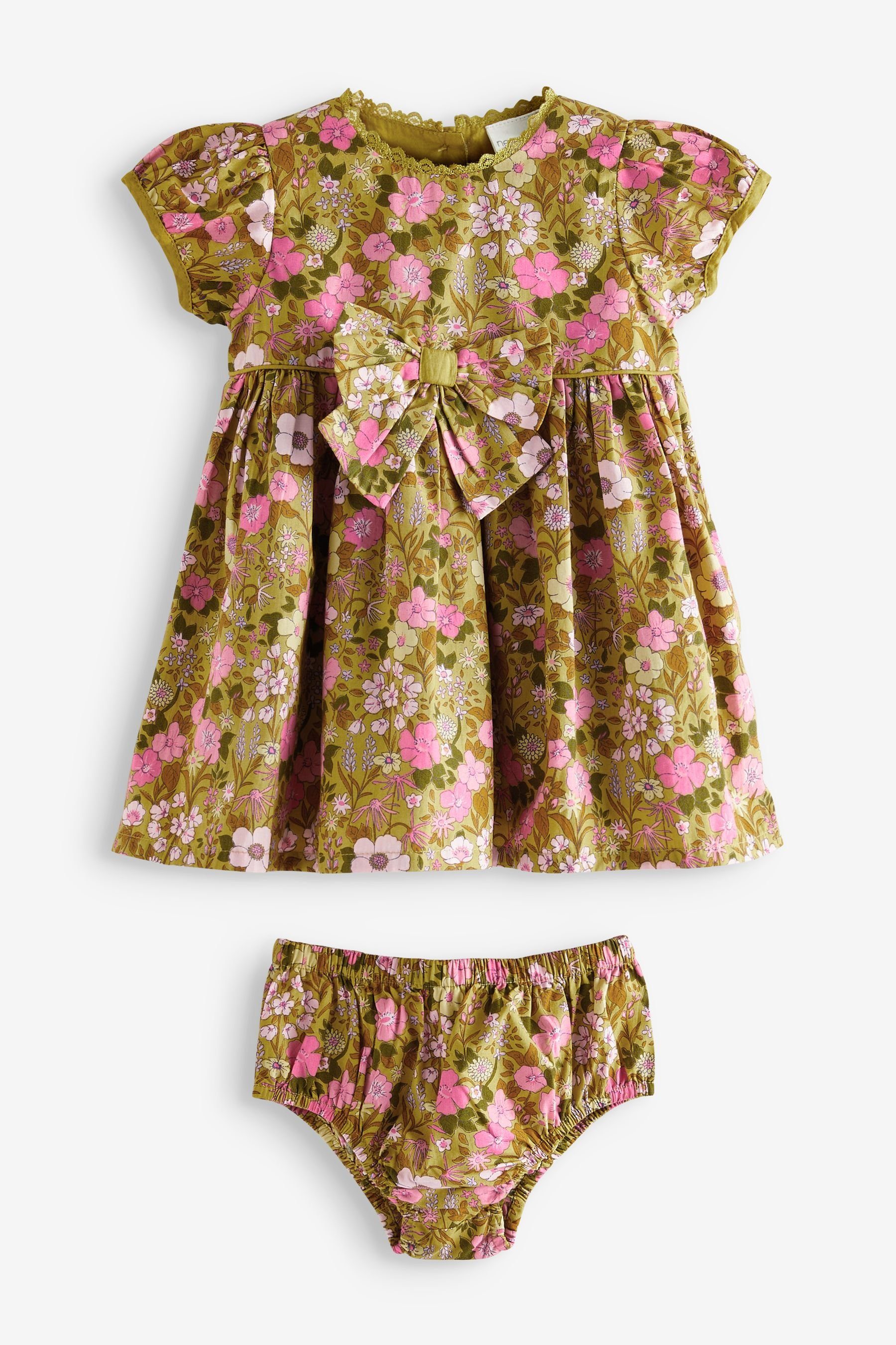 Partykleid mit Blumenmuster Höschen Next und Festliches (2-tlg) Baby-Kleid