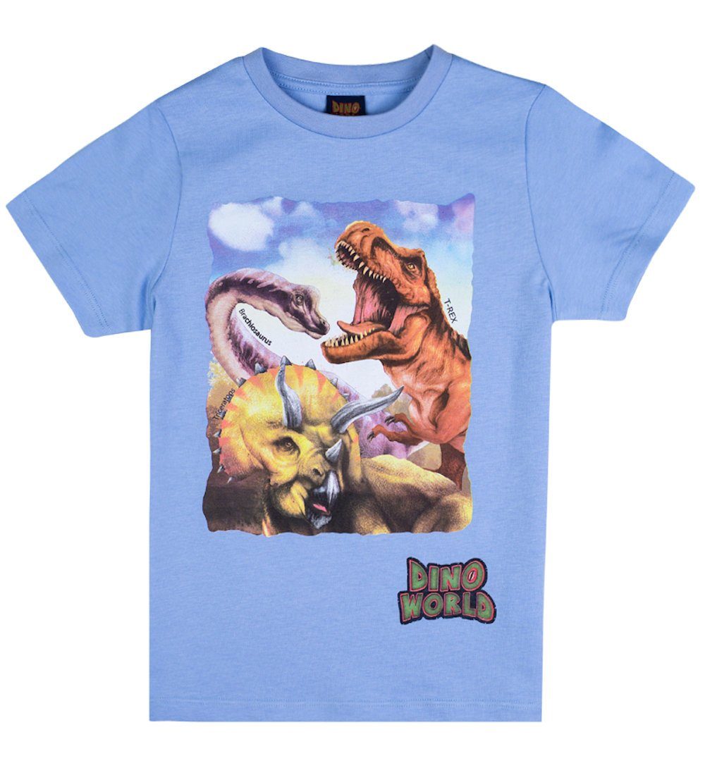 Dino World T-Shirt Dino World Dinosaurier Dinobande T-Shirt blau (1-tlg)