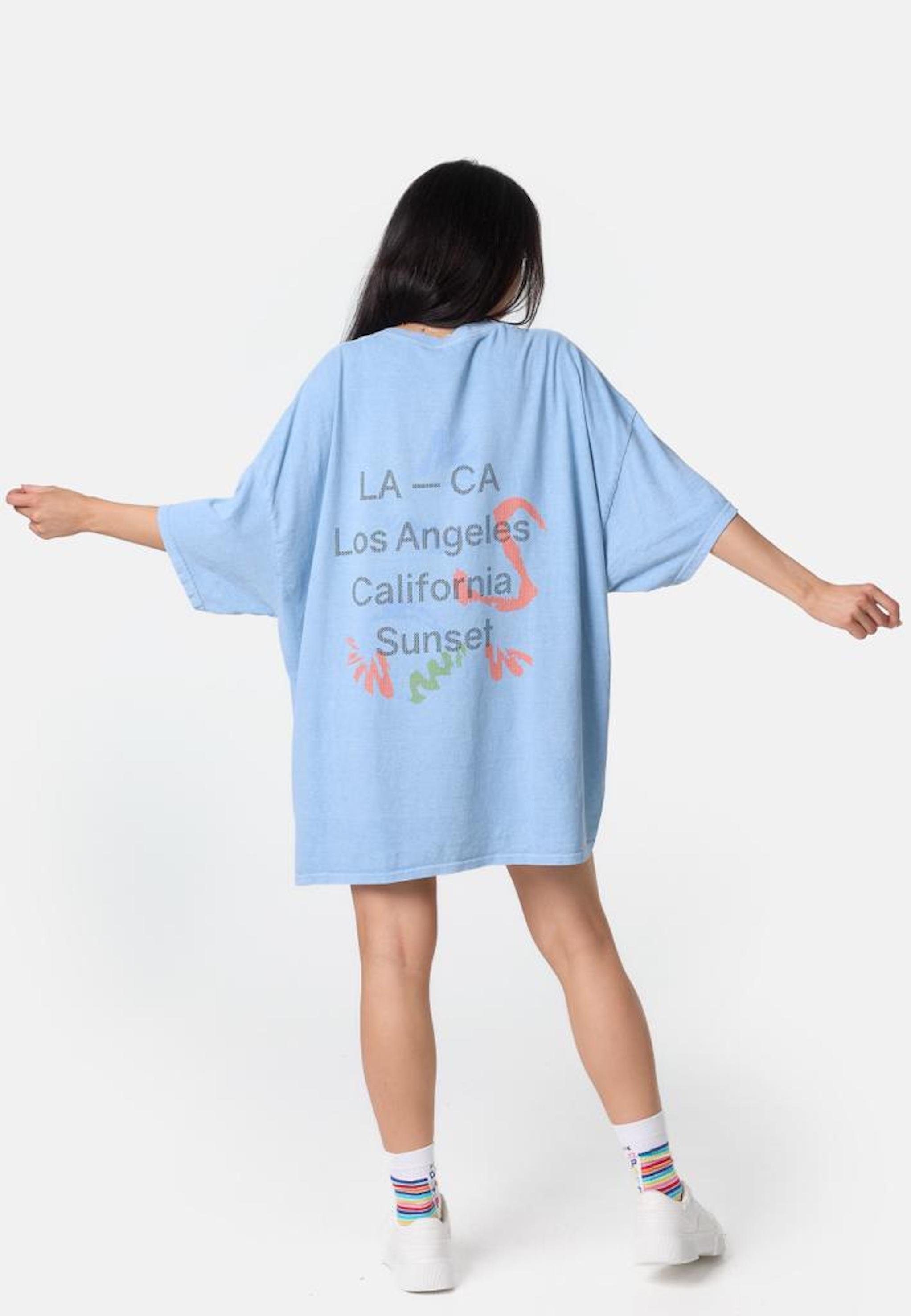 Print-Shirt Worldclassca Oversized T-SHIRT LA Print Washed Tee Sommer Oberteil Neu