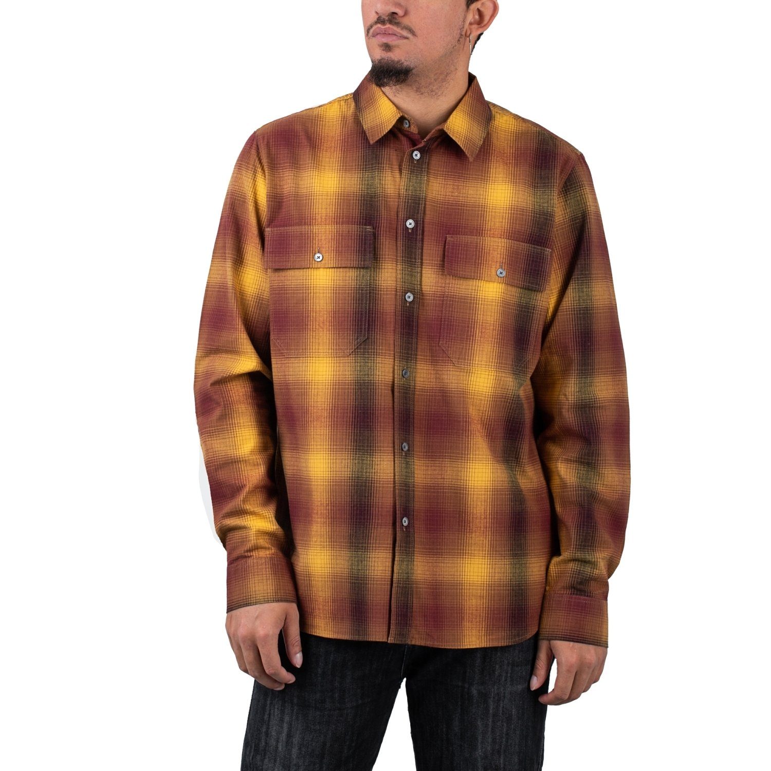 WOOD WOOD Langarmhemd Wood Wood Avenir Gradient Flannel Overshirt