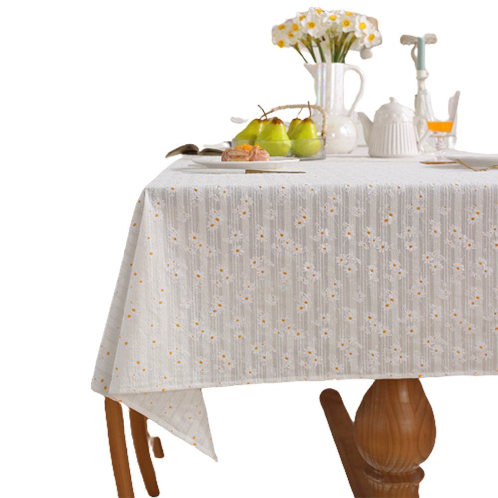 FELIXLEO Tischdecke Tischdecke Golden Daisy mitBlumenmuster for Küche Esszimmer 135X180cm