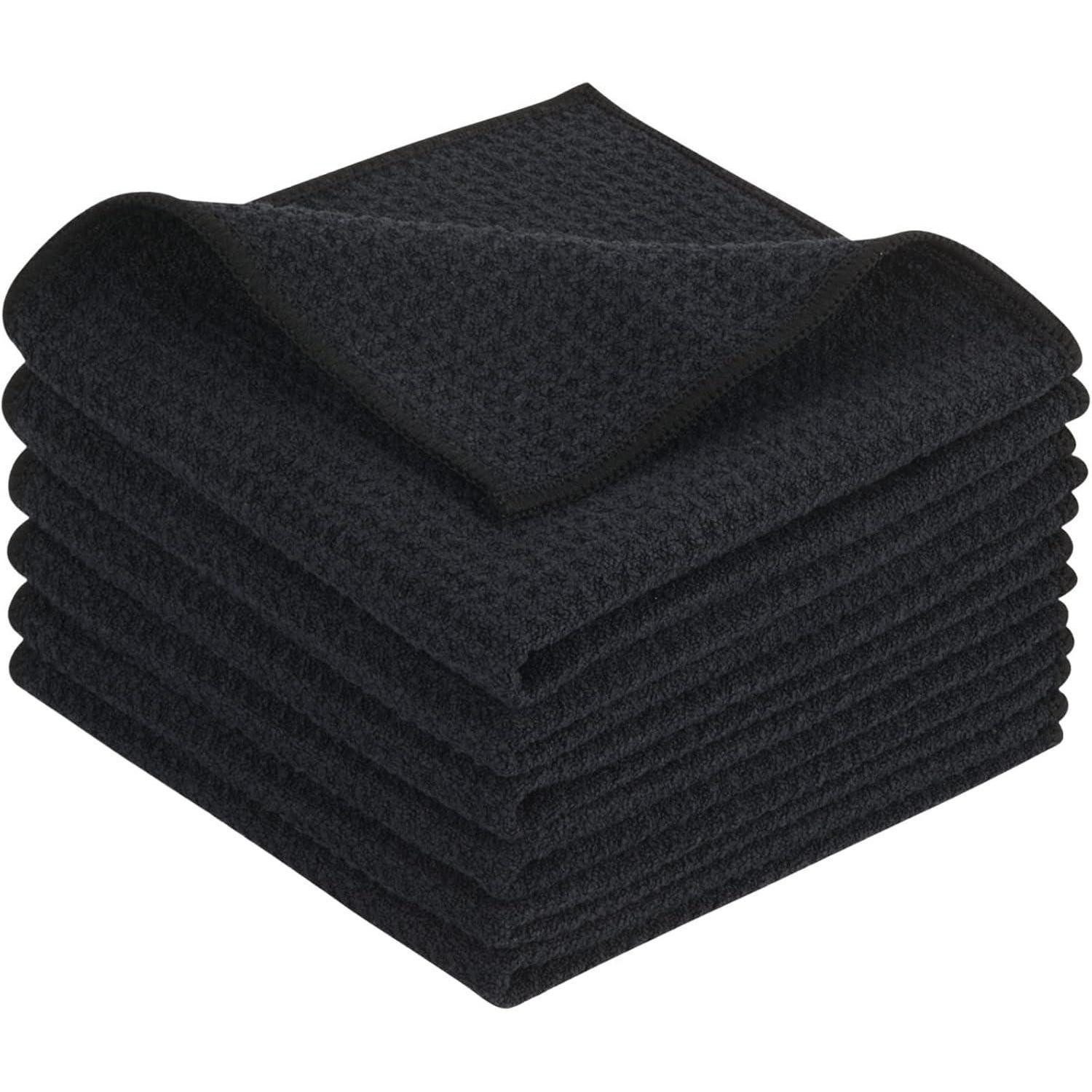 LuxusKollektion Spüllappen Mikrofasertuch Waffeltuch Schwarz 6 Stück 30cm×30cm Mikrofasertuch