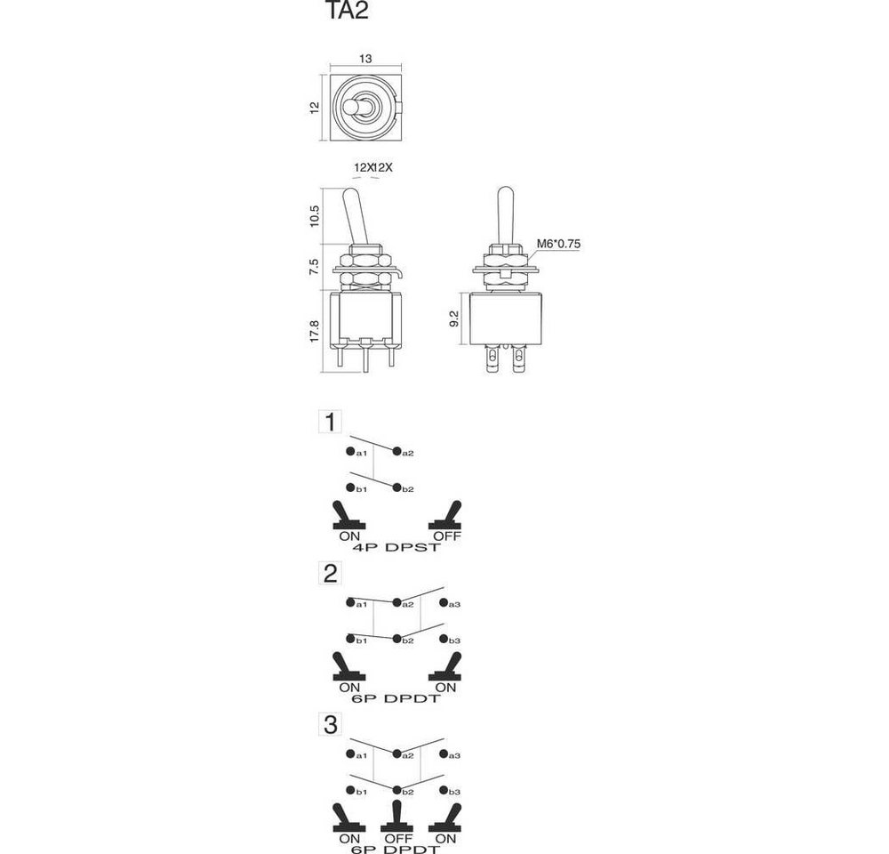 Thumbnail - TRU COMPONENTS Schalter Kippschalter, Metallhebel