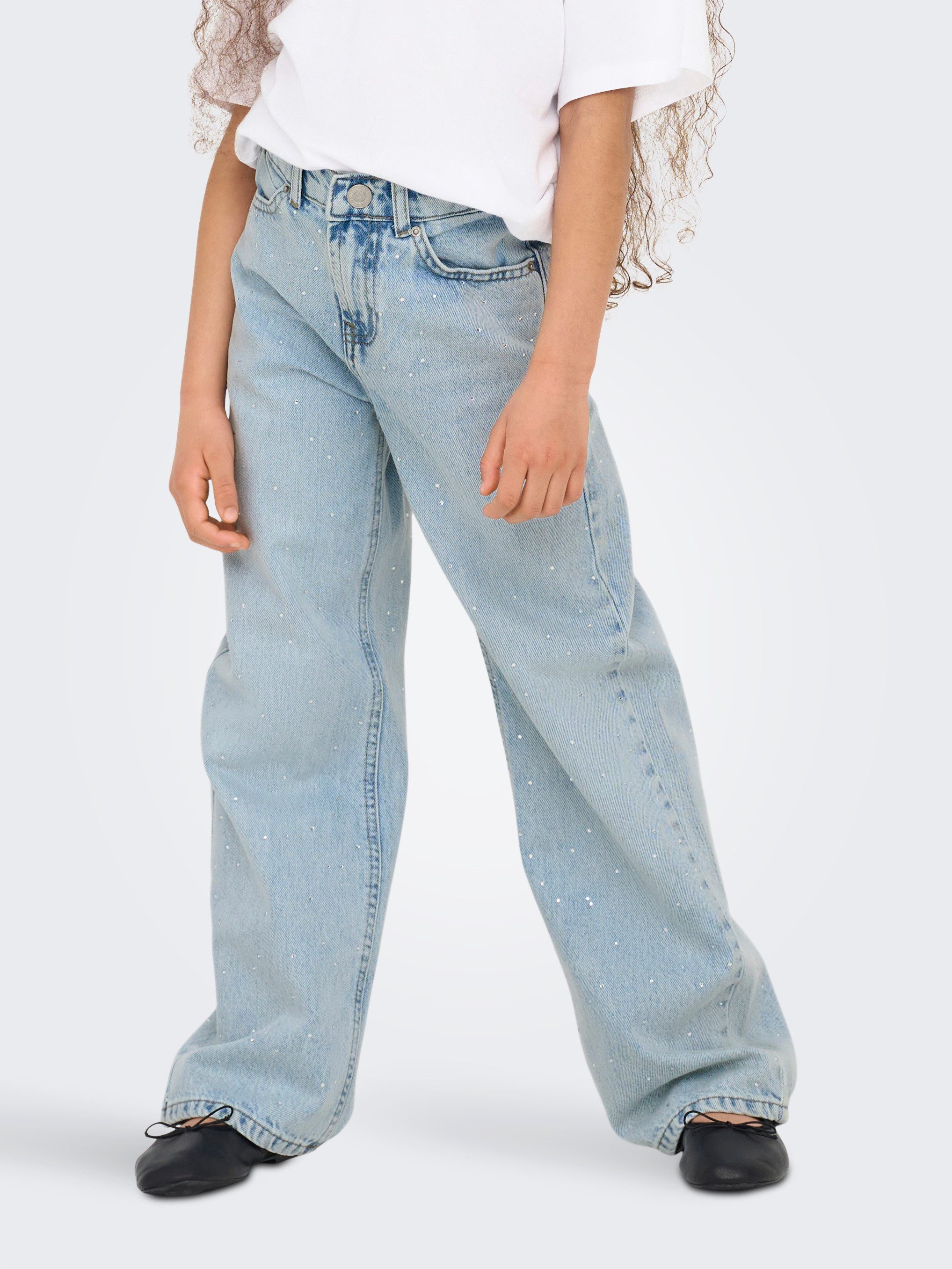 Weite Jeans KOGCOBAIN RHINESTONE WIDE DNM AZG NOOS