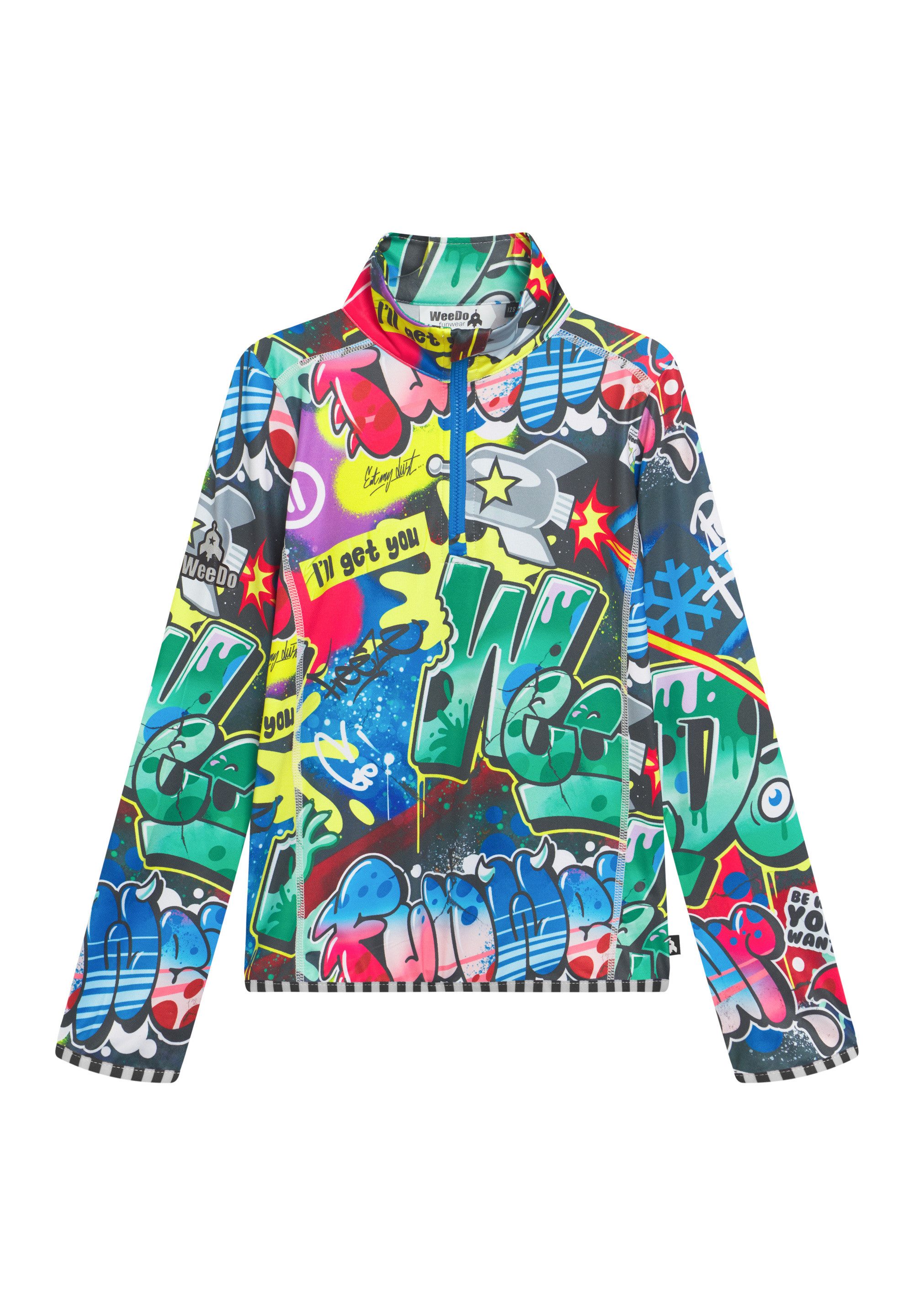 WeeDo Langarmshirt COSMO SPRAYPRINT Feuchtigkeitsregulierendes Funktionsshirt für Kinder