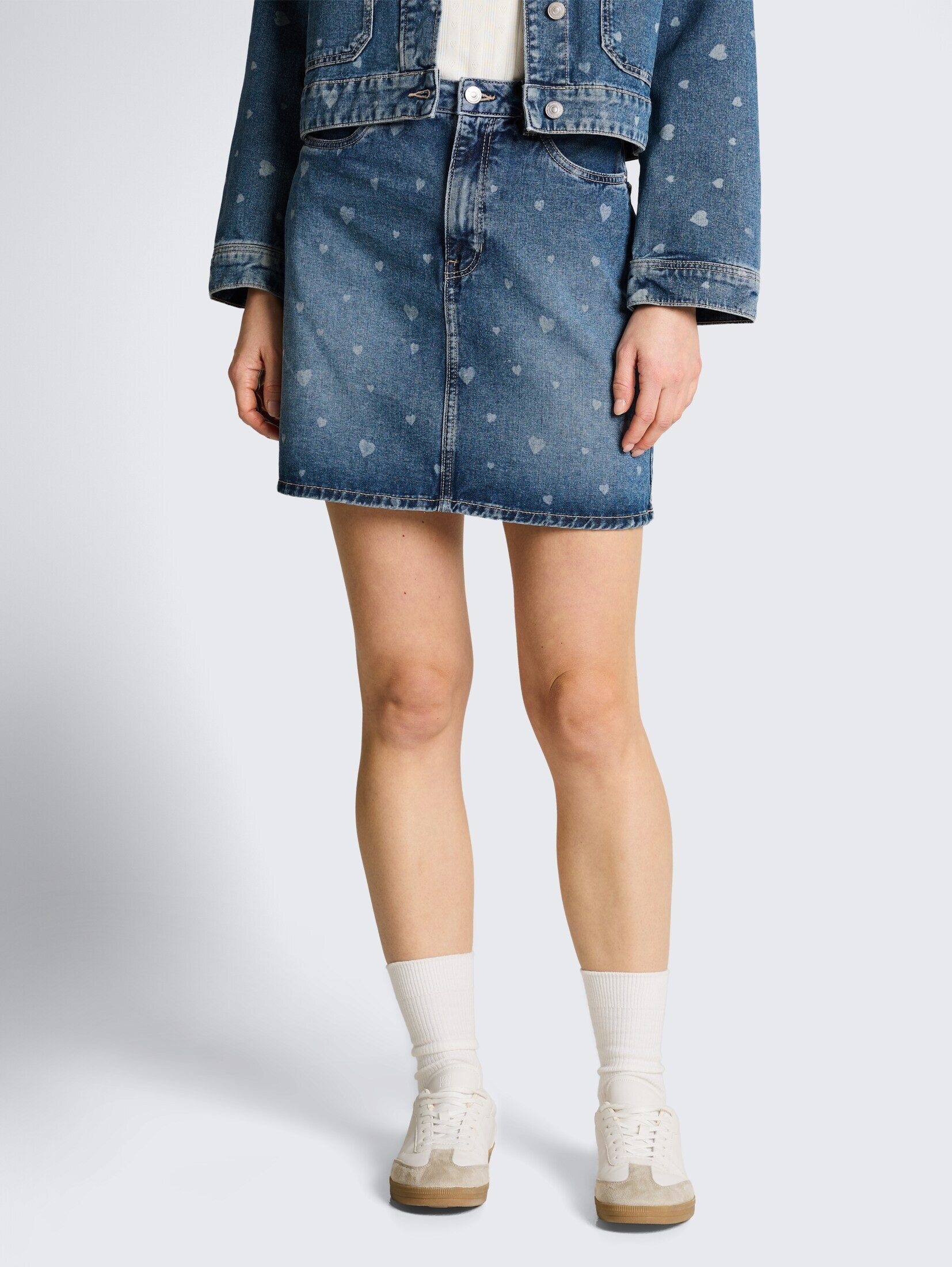 TOM TAILOR Denim Minirock Röcke Mini-Jeansrock mit Herz-Print günstig online kaufen