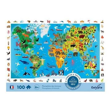 Carletto Puzzle Calypto - Tierweltkarte 100 XL Teile Puzzle, Puzzleteile