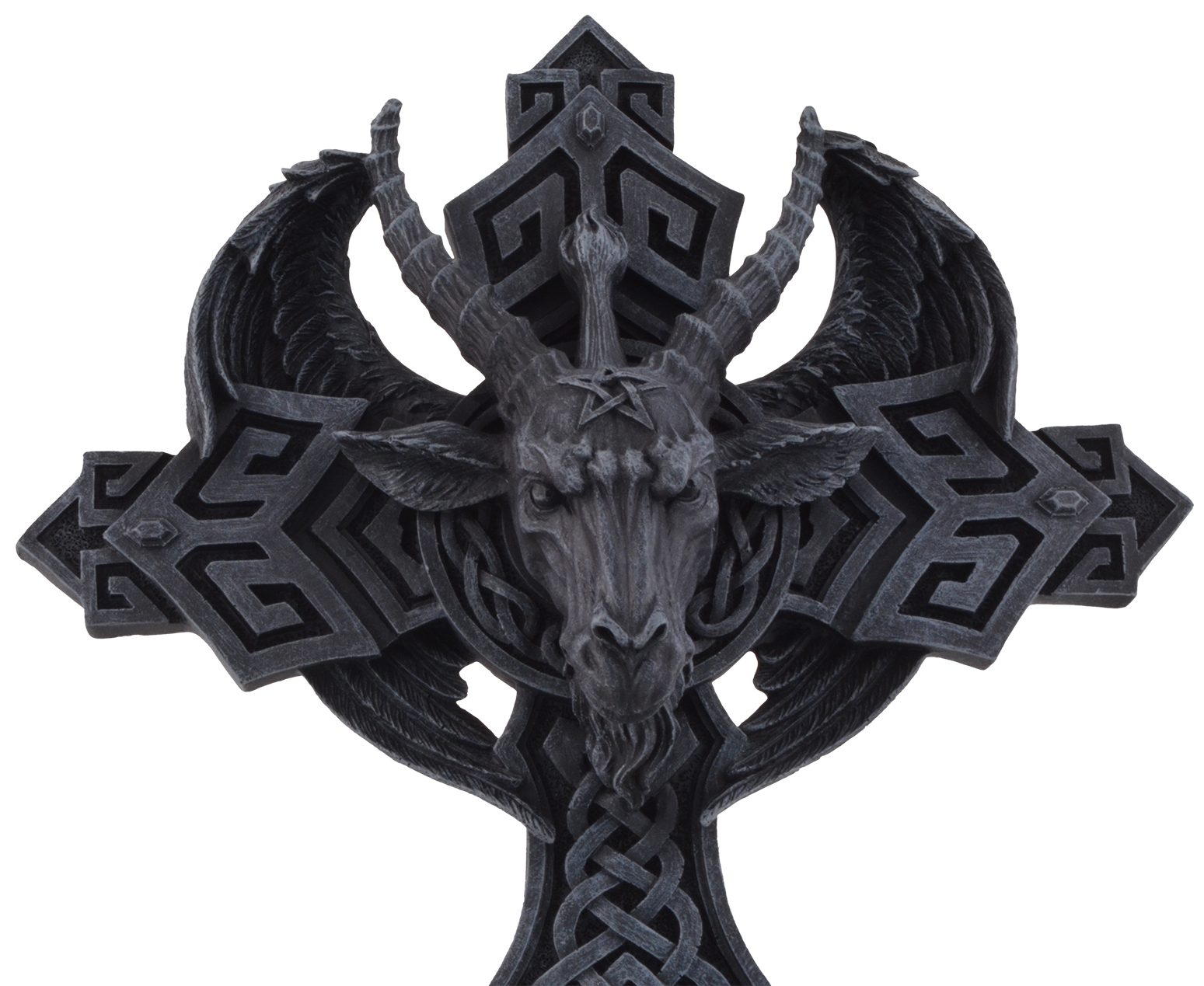 Kunststein, Gmbh coloriert, 29x7x36cm von Wandrelief - Vogler Mystisches LxBxH auf direct Kreuz, Baphometschädel Hand Wanddekoobjekt ca.