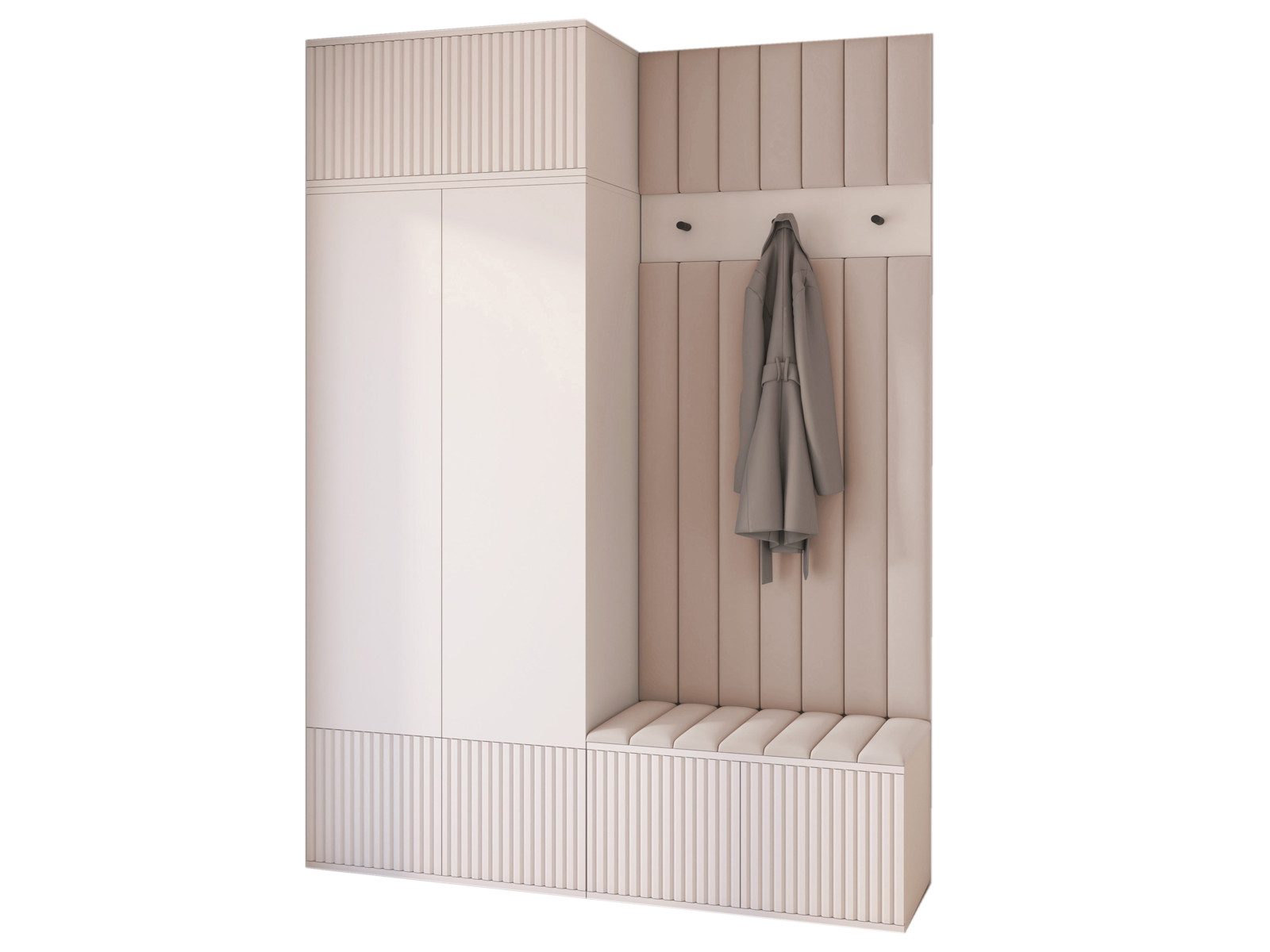 Compleo Garderoben-Set 140 cm breit, Elegant Garderobenschrank mit Lamellen günstig online kaufen