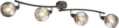 TRANGO LED Deckenleuchte, 4-flammig 1010-45SD LED-Deckenleuchte in Schwarz-Optik *WOW* inkl. 4x 3-Stufen dimmbar LED-Leuchtmittel 3000K warmweiß, Deckenlampe mit Design rauchigen Glaslampenschirmen, Deckenstrahler, Wohnzimmer Lampe, Spots schwenkbar
