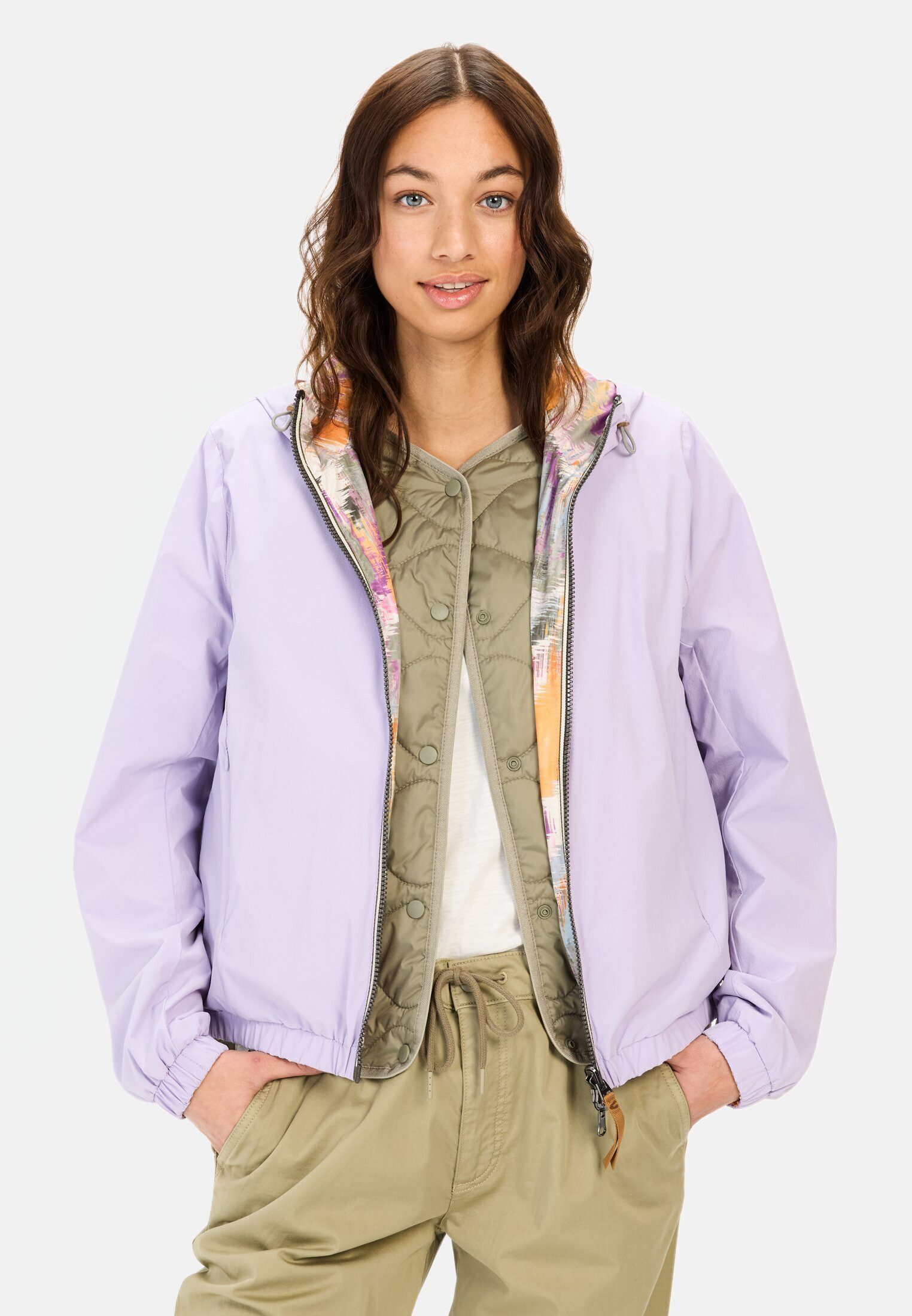 Funktionsjacke mit Allover-Print und unifarbener Seite