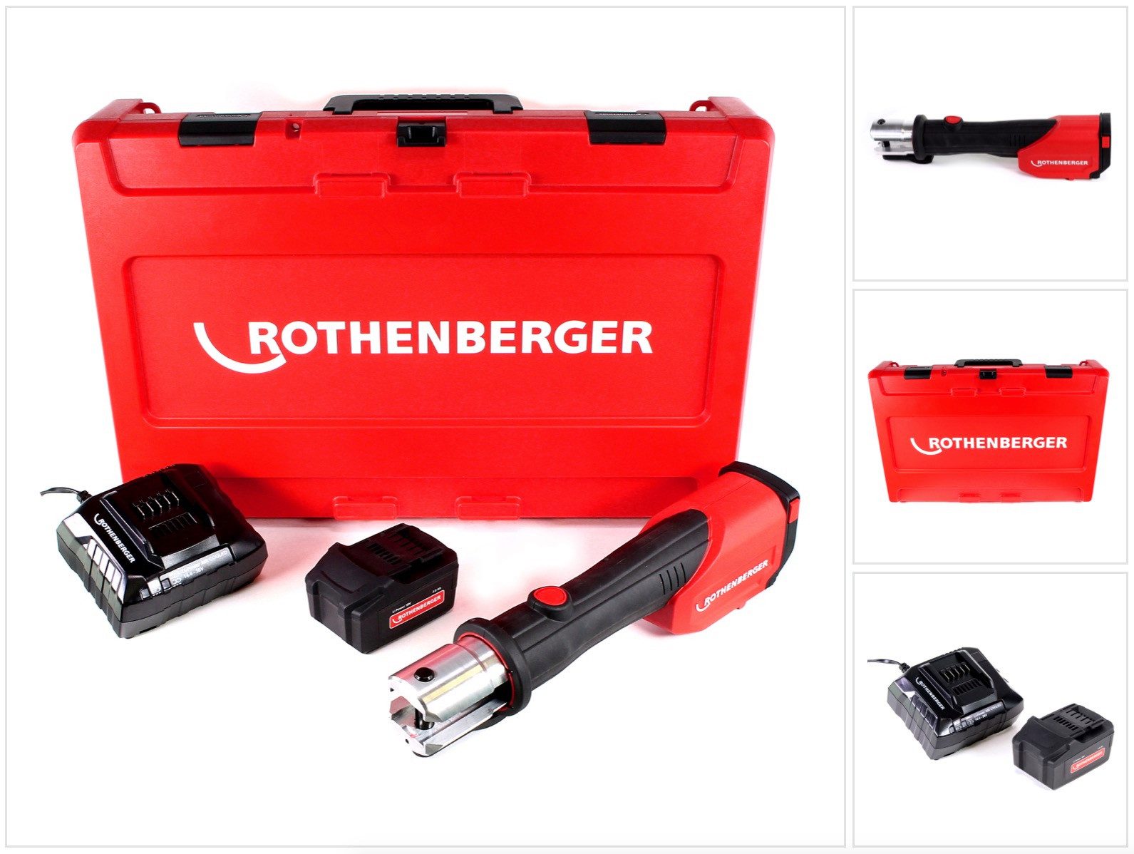 Rothenberger Werkstattpresse ROMAX 4000 Basic Set CAS Akku Pressmaschine 18 V 34 kN + 1x Akku 4,0