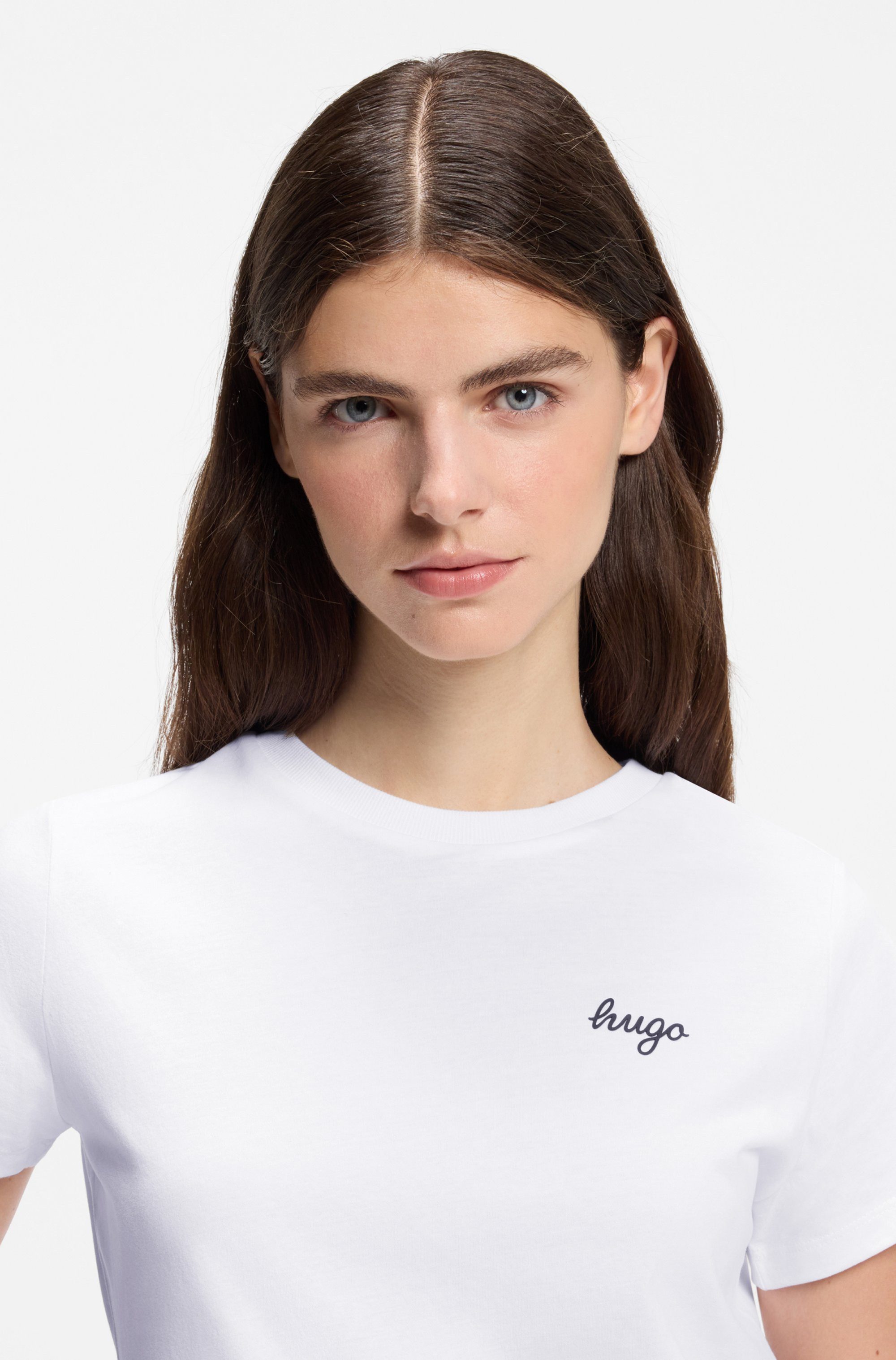 HUGO T-Shirt Damatee mit Logoschriftzug, reine Baumwolle