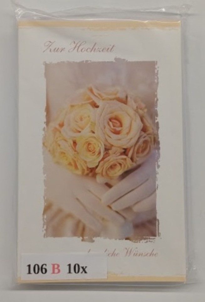 LYSCO Grußkarten 10 Glückwunschkarten Glückwünsche Hochzeit + DIN A6 Umschlag, Glückwunschkarten Geschenk Vermählung Feier, 4seitig - klappbar