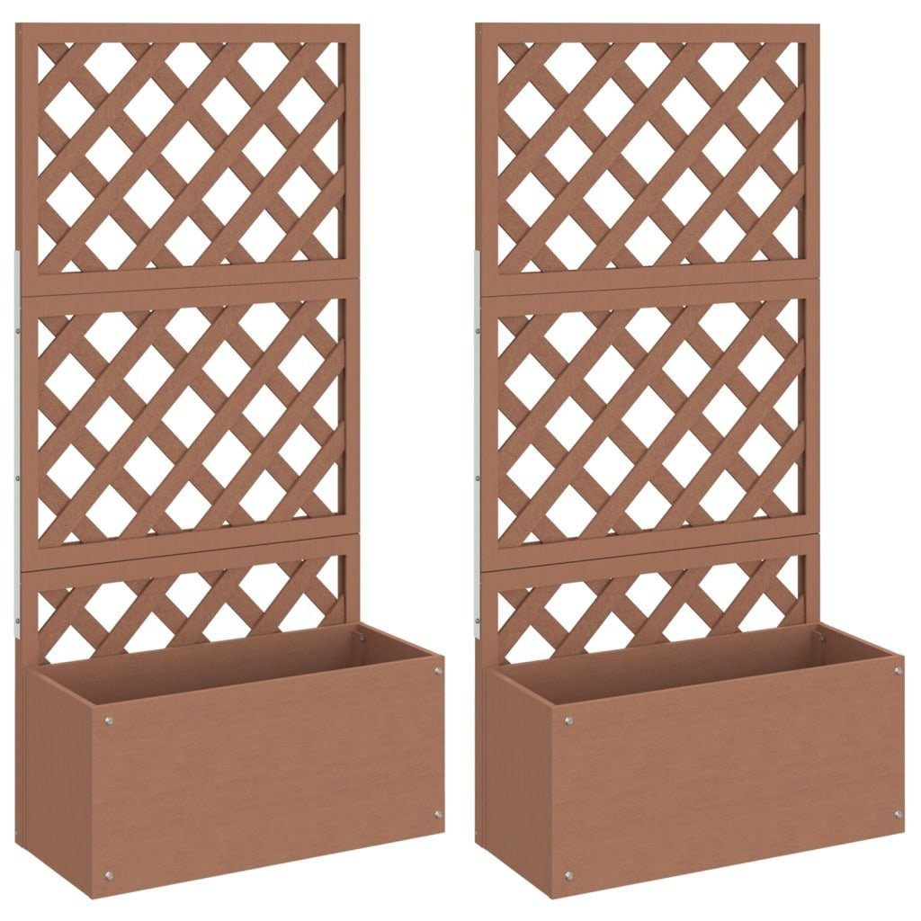 vidaXL Blumentopf Blumenkästen mit Rankgittern 2 Stk. Braun 65x33x135 cm WPC (2 St)
