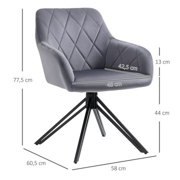 HOMCOM Relaxsessel Akzentstuh im Retro-Design 58 cm x 60,5 cm x 77,5 cm Stahl Grau (Set, 1-St., Esszimmerstuhl), Esszimmerstuhl, Retro-Design, Stahl, Grau