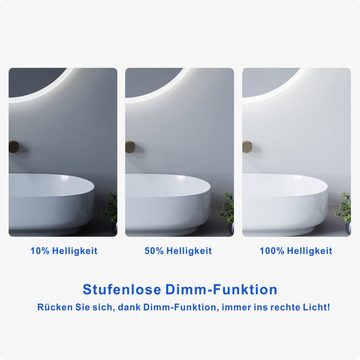 AQUALAVOS Badspiegel LED Rund Badspiegel mit Beleuchtung IR-Sensor Badezimmer Wandspiegel, Kaltweiß 6400K Lichtfarbe, Dimmbar, Energiesparend, Beschlagfrei